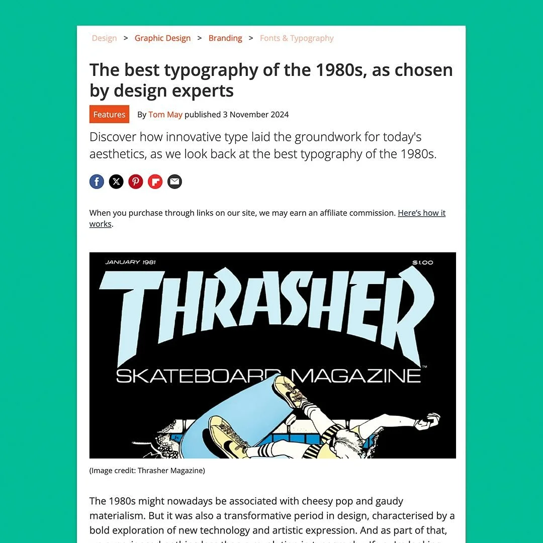 Good Noise recently made a contribution to @creativebloqofficial &lsquo;Type of the Decades &lsquo; series - For &lsquo;The best typography of the 1980s, as chosen by design experts&rsquo;. We chose to write about &lsquo;Banco&rsquo;, the font used b