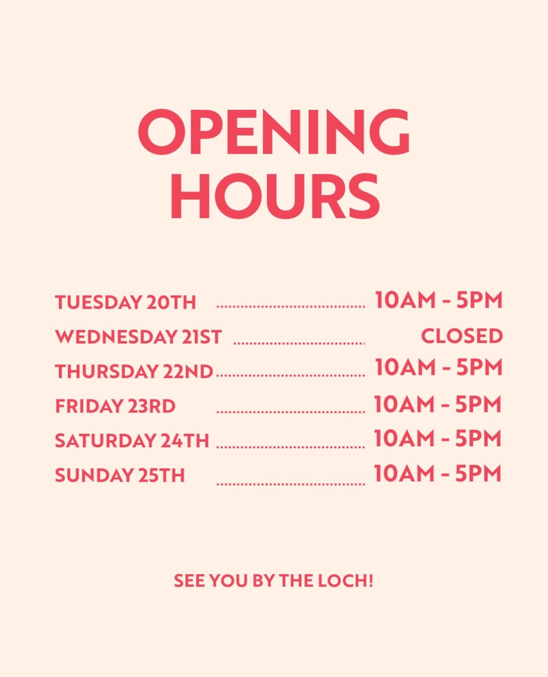 One last week at Pinkfoot! 🩷

We&rsquo;re taking a little breather this Wednesday, but back open Thursday through Sunday for the final few days of the season.

Pop by for your favourite coffee, a bite to eat and one last visit before we wrap things 