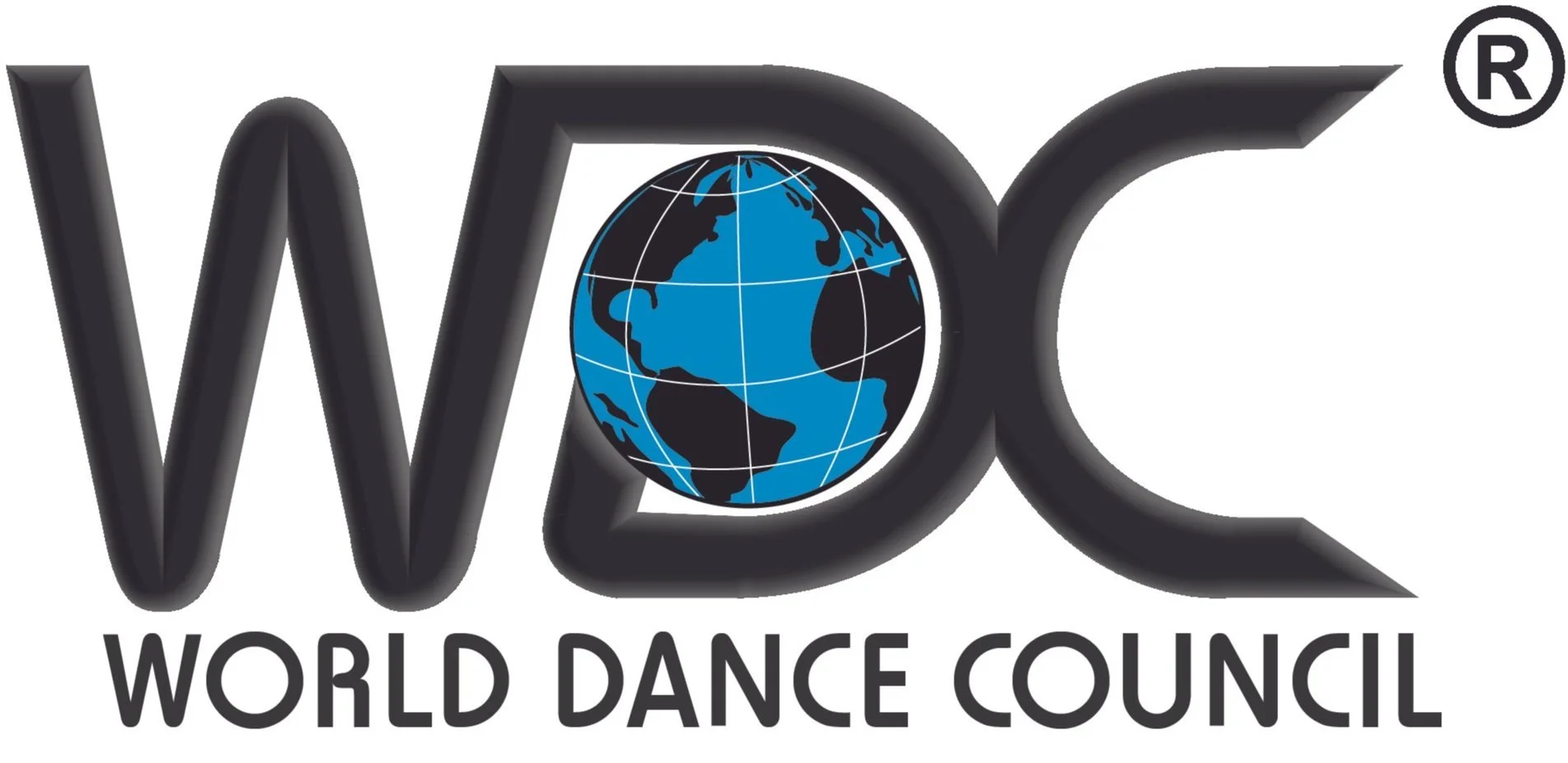 Logo of the World Dance Council with a stylized 'WDC' text, a globe in the center, and the words 'World Dance Council' below.