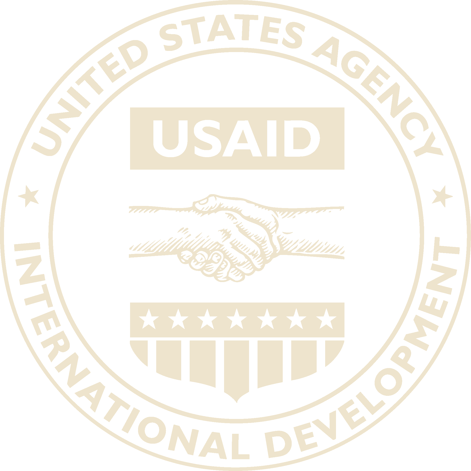 Seal of the United States Agency for International Development (USAID) featuring a handshake above a shield with five stars and vertical stripes, surrounded by the text 'United States Agency for International Development'.