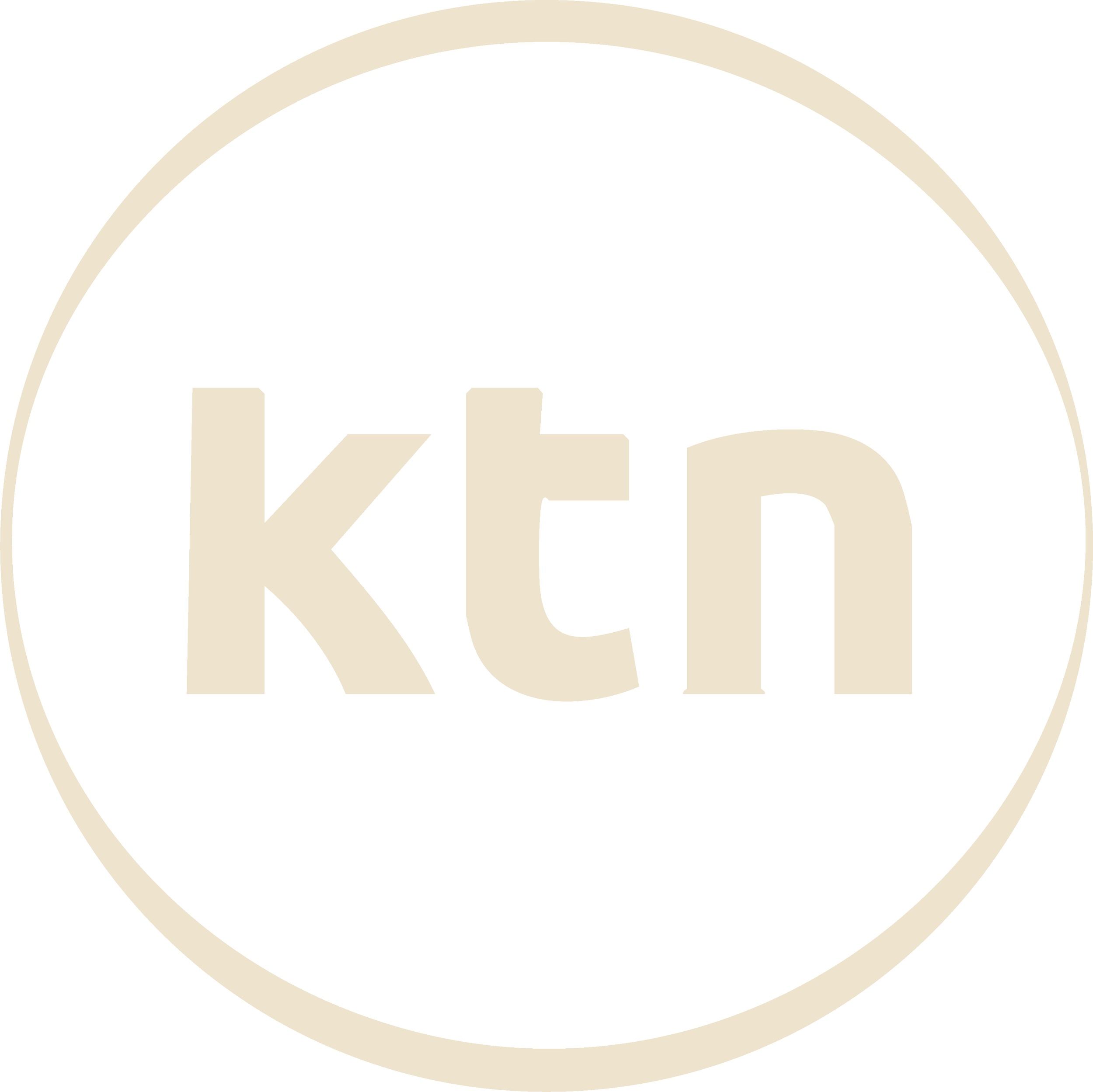 KCTN logo with black background and beige text inside a beige circle.