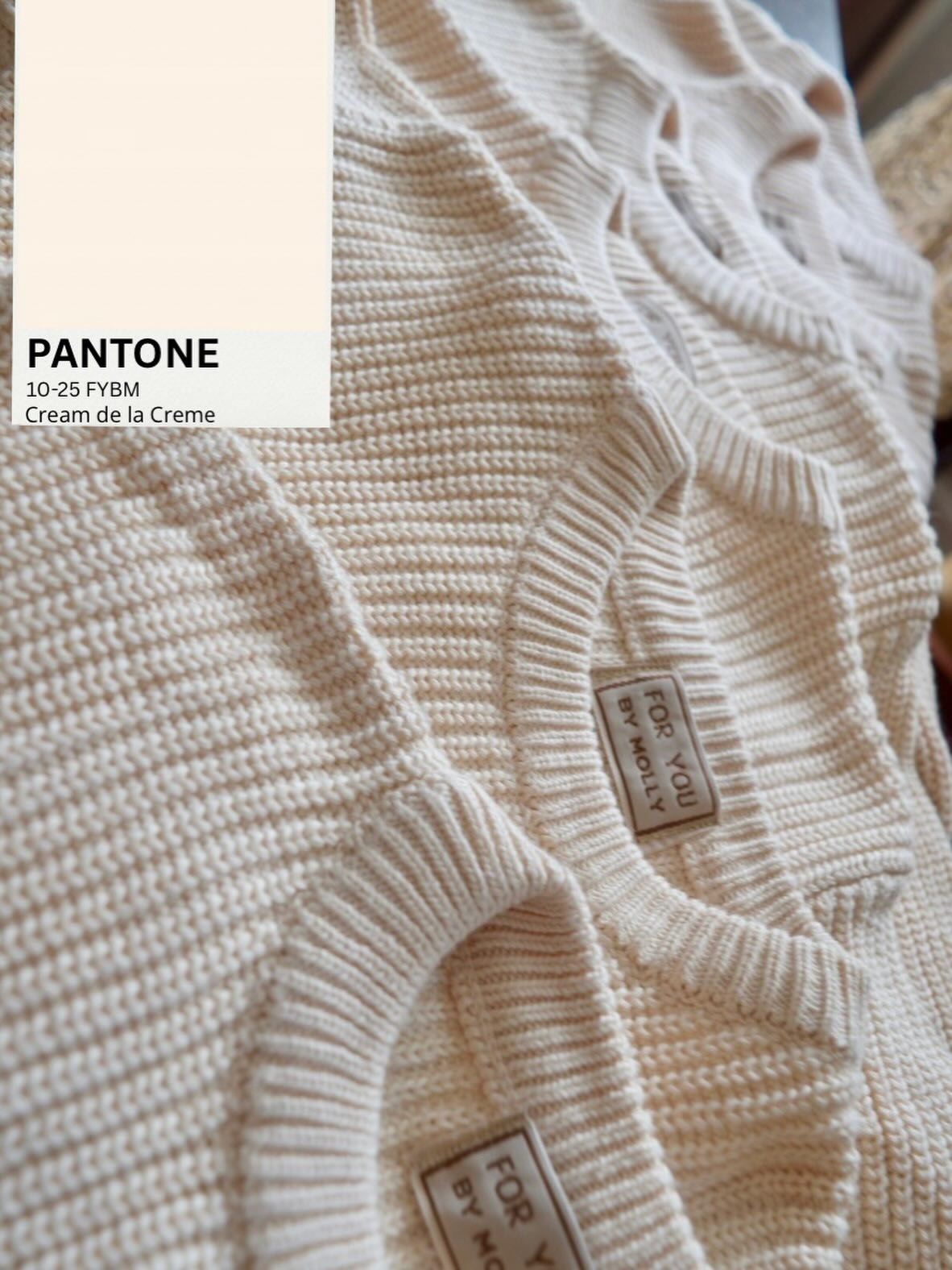 2026 For You by Molly sweater Color of the Year prediction is&hellip;.. Cream de la Cr&egrave;me! 

With its earthy tone, gender neutral option and ability to color match with any design, Cream de la Cr&egrave;me was a no brainer for this years winne