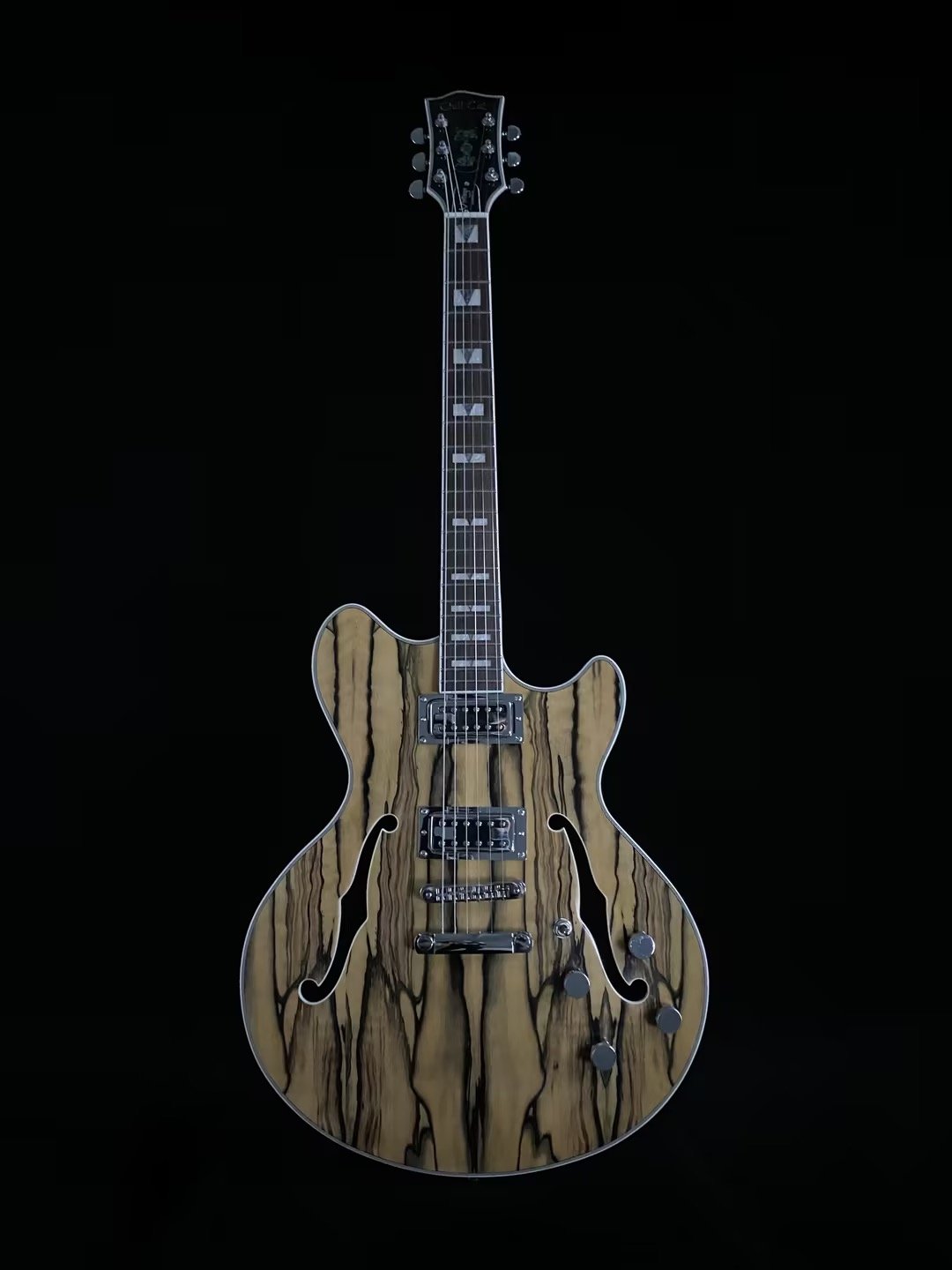 New Chill Cat Limited Custom 211 Sem-Hollow Body Nature Spalted Maple Finish Electric Guitar