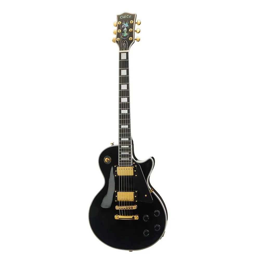 New Chill Cat Limited Custom Vintage Black Beauty with Yellow Bindings Electric Guitar