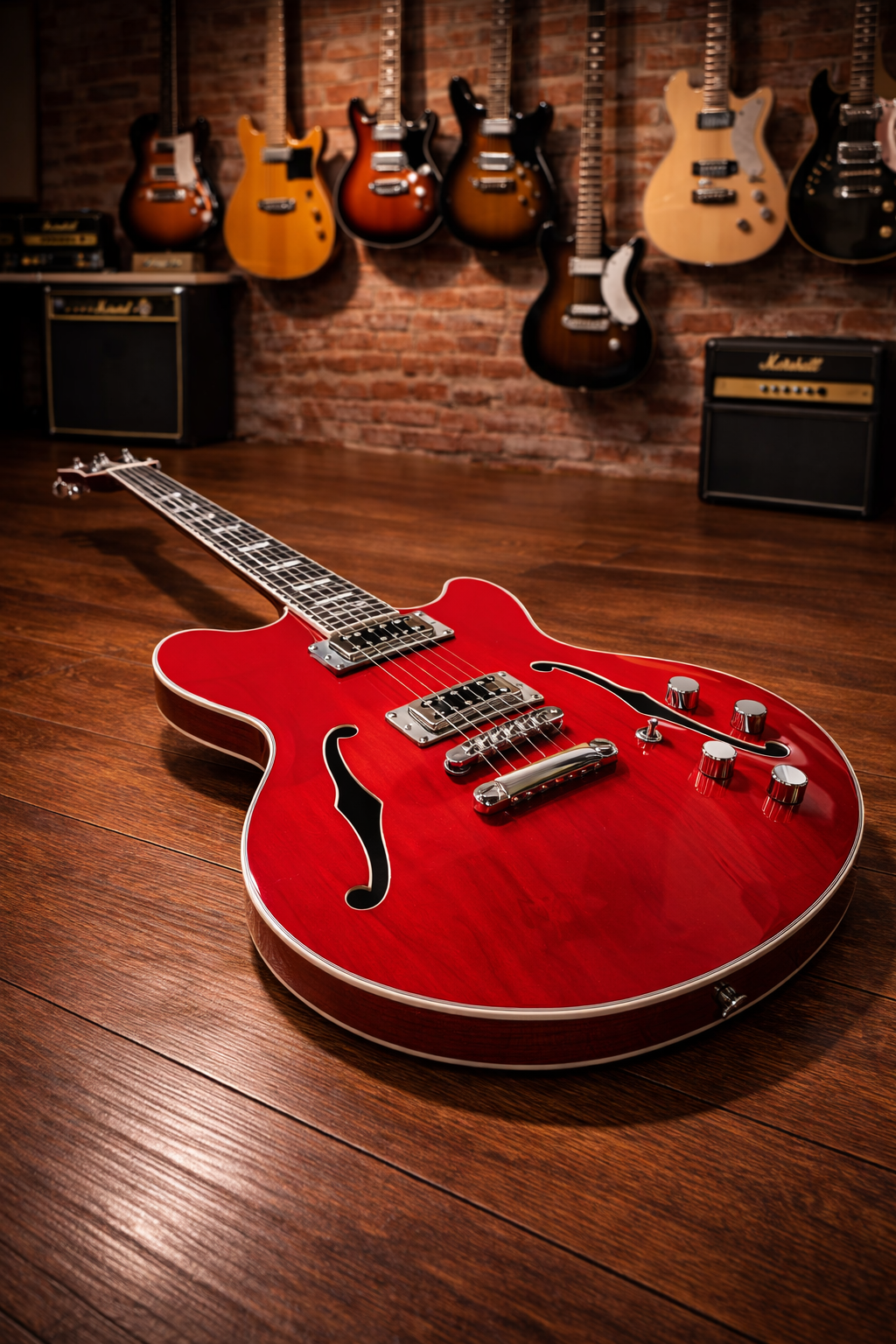 New Chill Cat Limited Custom 211 Sem-Hollow Body Cherry Red Electric Guitar