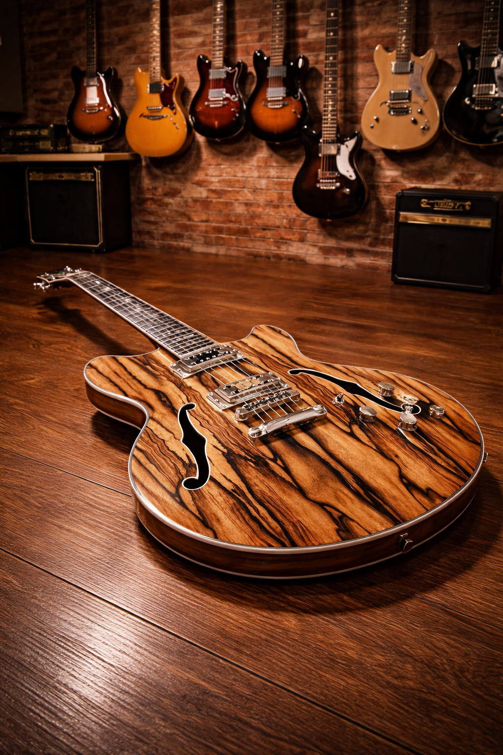 New Chill Cat Limited Custom 211 Sem-Hollow Body Nature Finish Electric Guitar