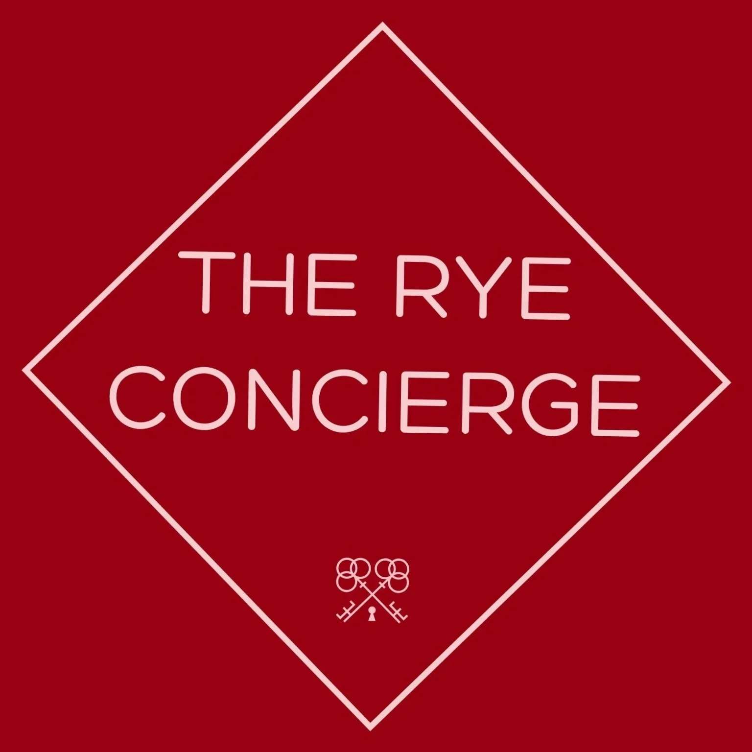 Neon sign reads 'The Rye Concierge' with a small illustration of two keys crossed under a keyhole on a red background.