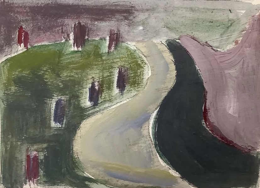 East Prawle. Acrylic on paper 8 x 6cm 2021