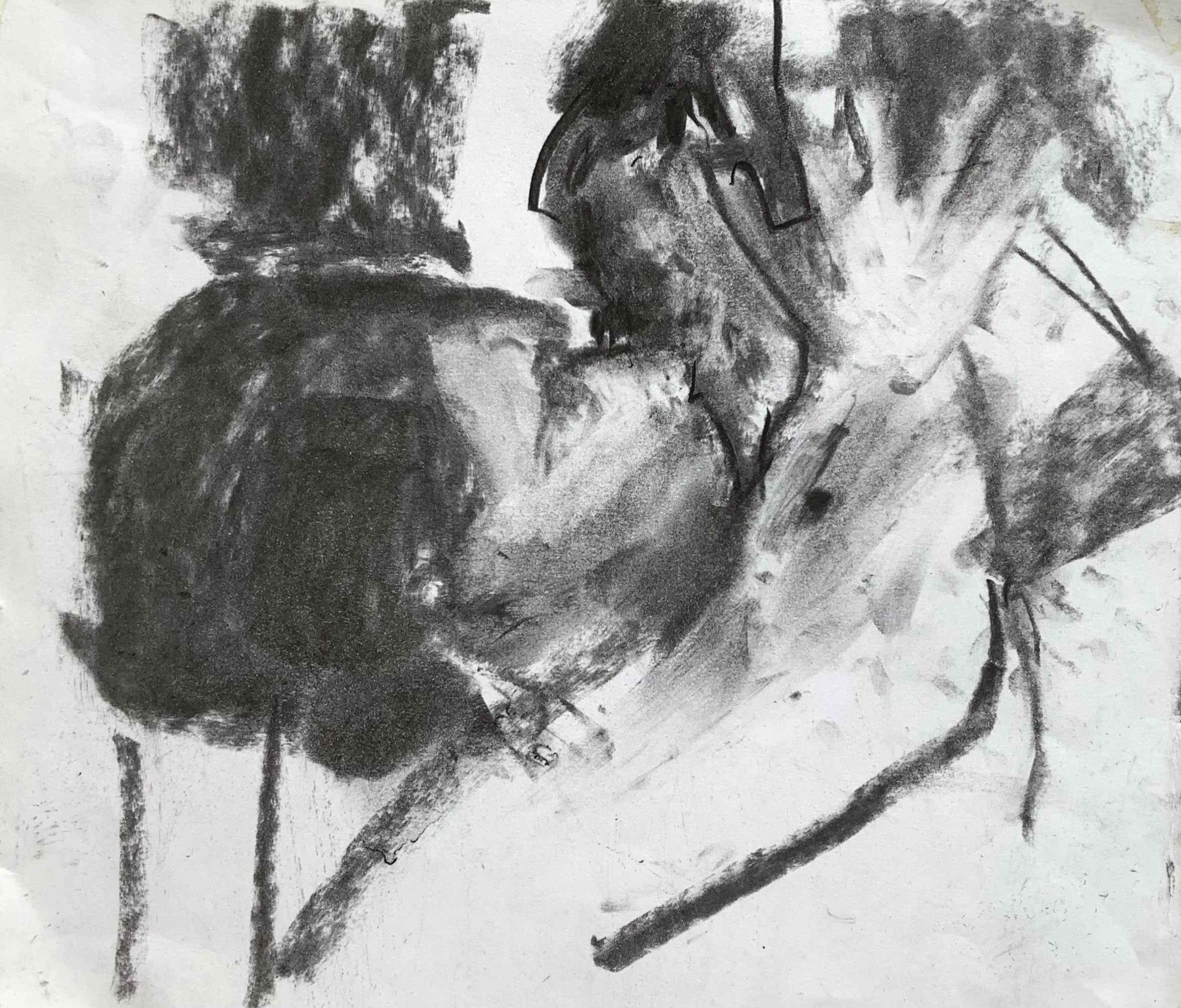Lingering. 2022 Charcoal on paper 31 x35cm