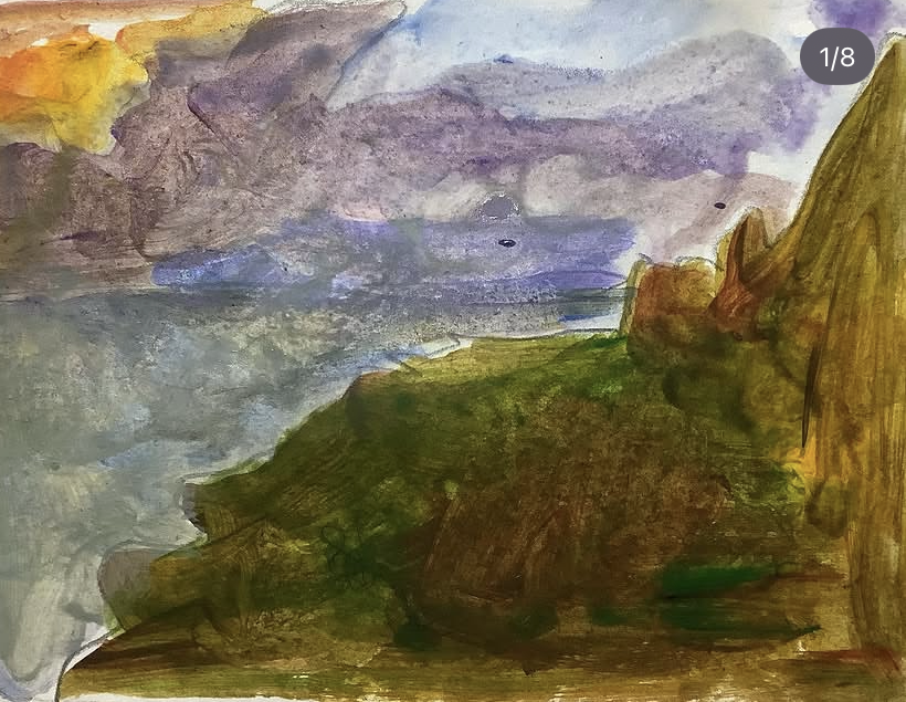 East Prawle. Acrylic on paper 8 x 6cm 2021