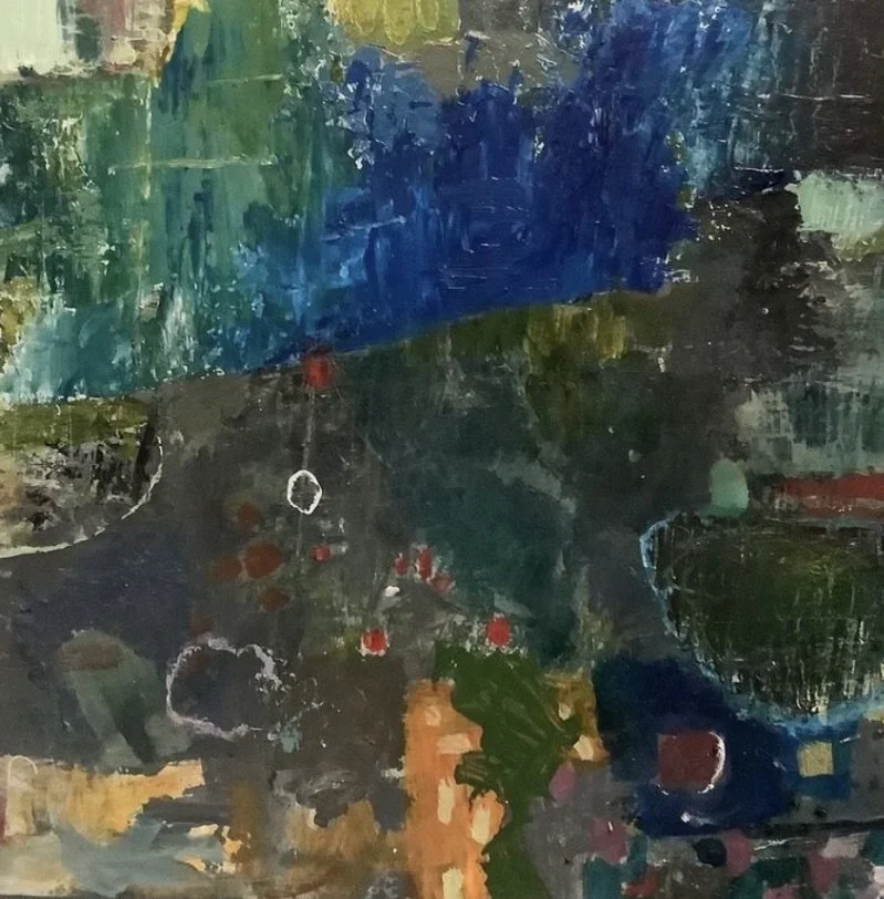 Displacement and Strawberries. 2023 Acrylic on board 31 x 31cm