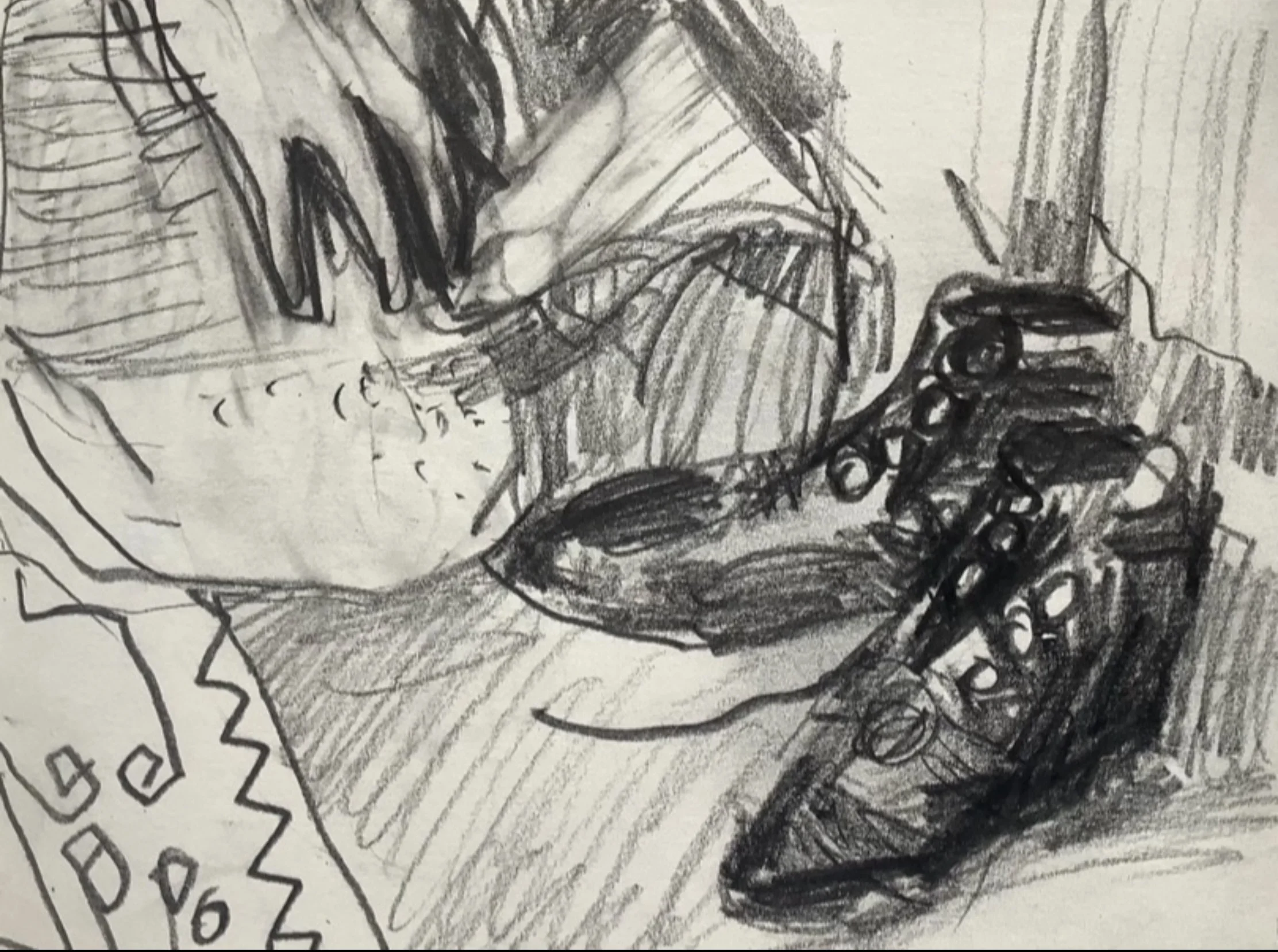 Two Shoes. 2023 Pencil on paper 8 x 13cm