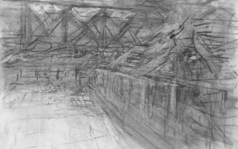 Charing Cross Bridge.  Charcoal on paper 56 x 74cm 2019