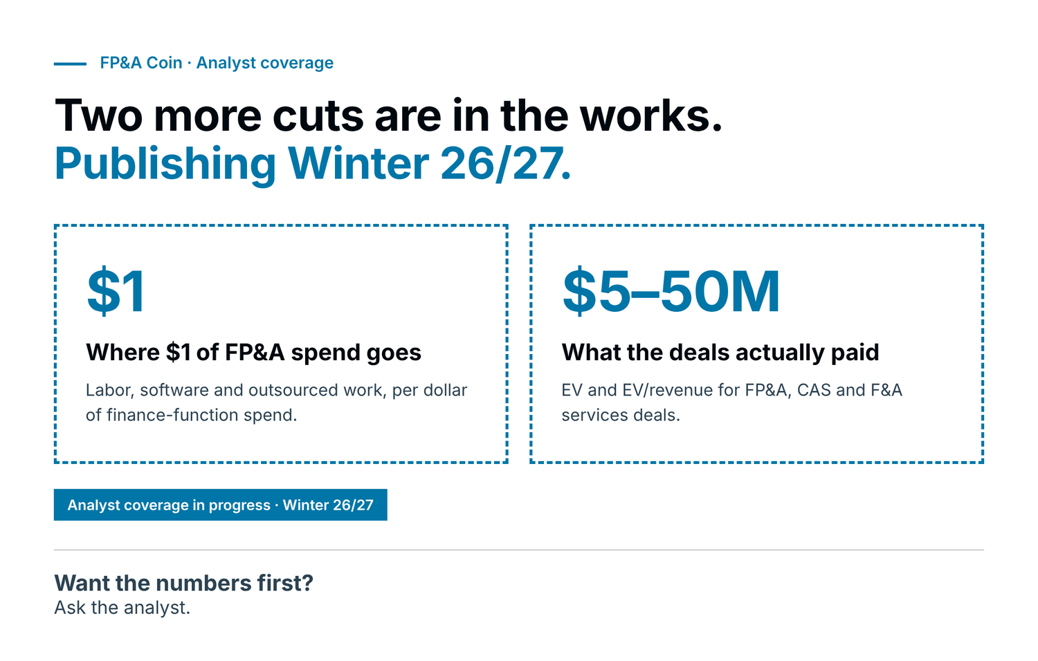Figure 12 — Analyst coverage in progress, publishing Winter 26/27.