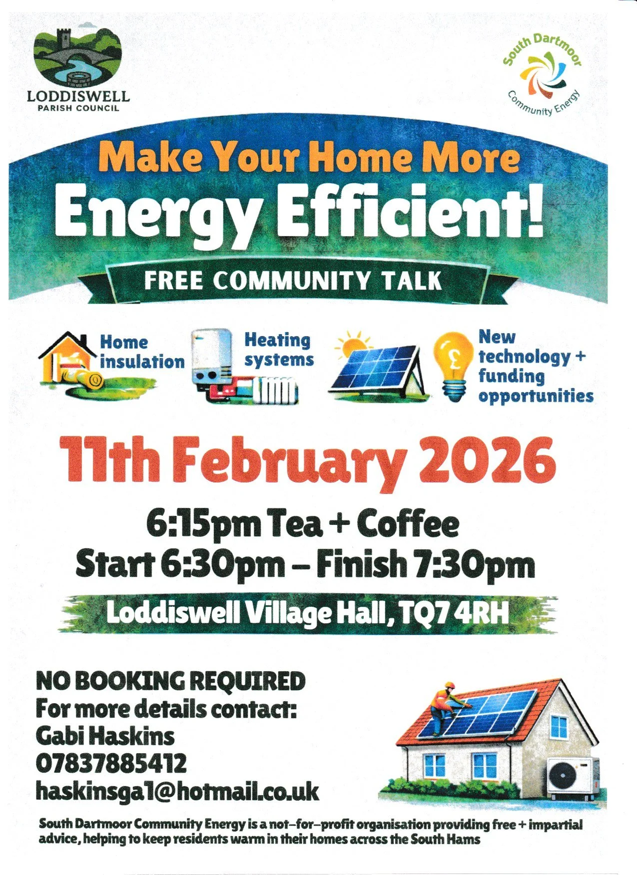 Make Your Home More Energy Efficient! - Free Talk 11th February 2026 18.15 to 19.30 at the Village Hall.