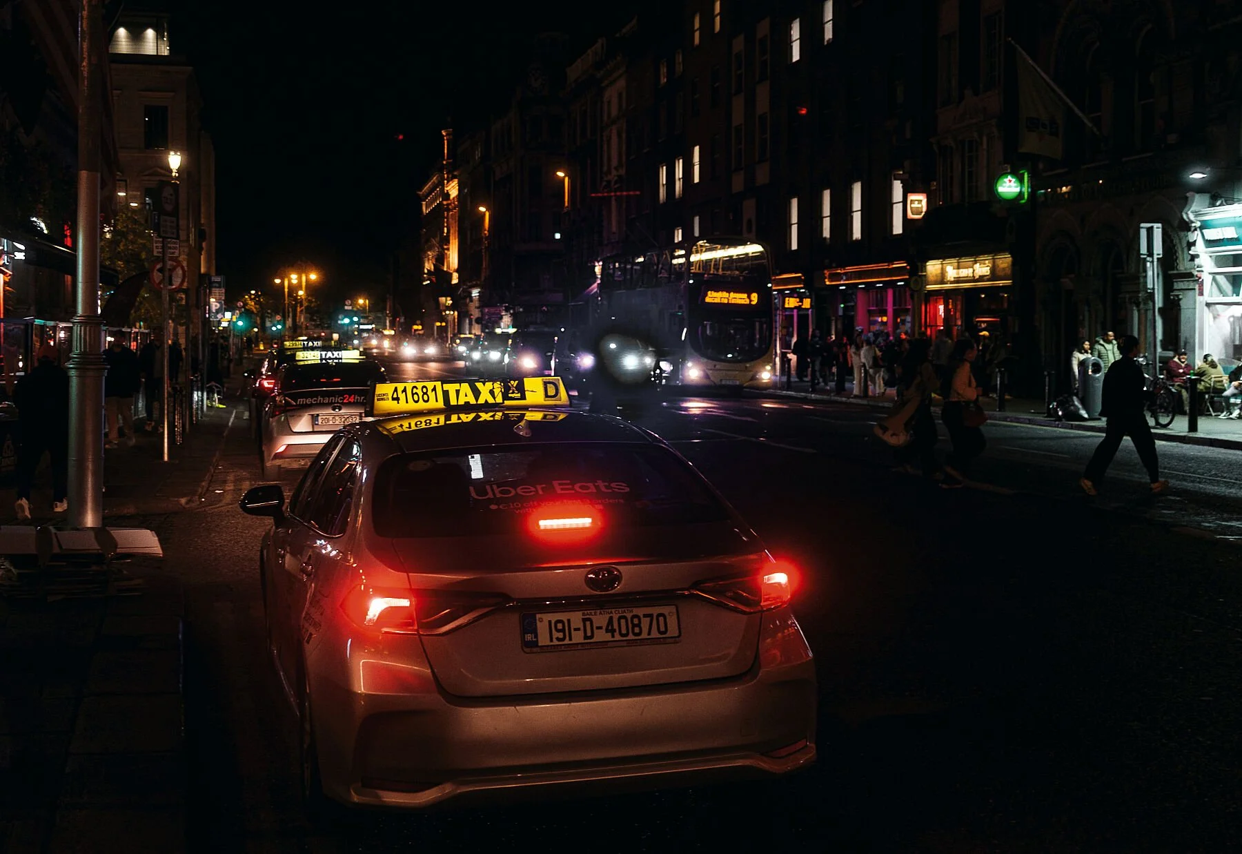 Street Photography Prints Taxi Night Dame Street, Dublin