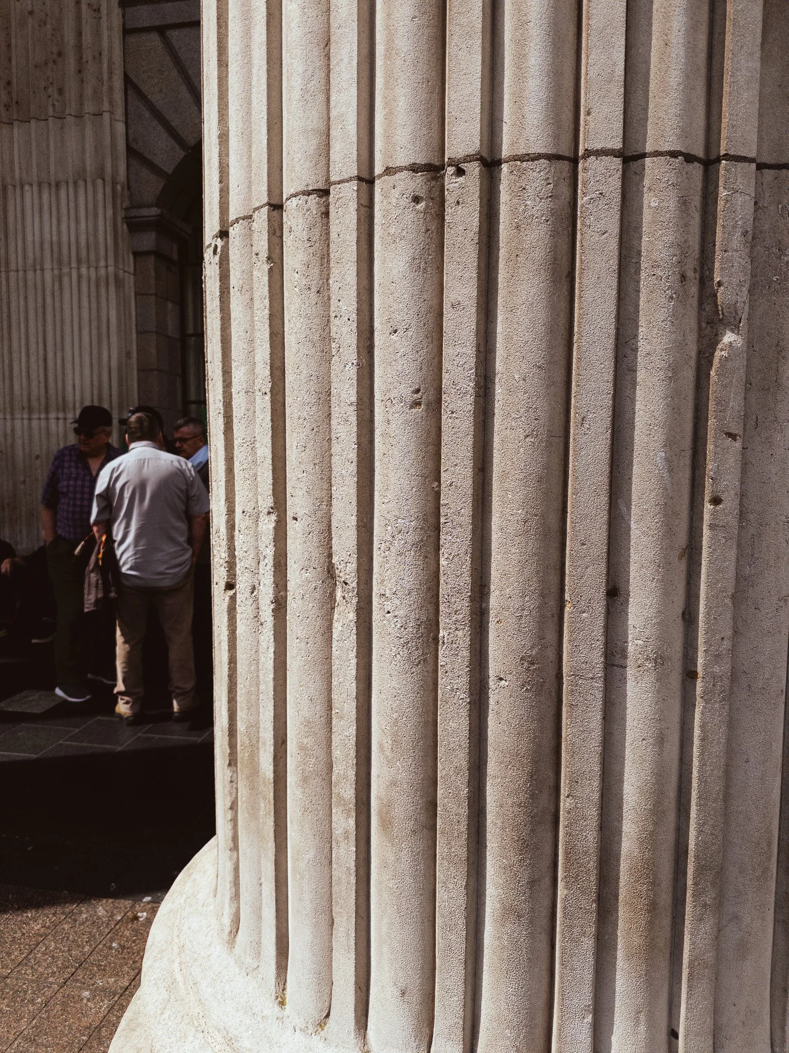 Column at the Dublin GPO. showing bullet holes from the 1916 uprising.