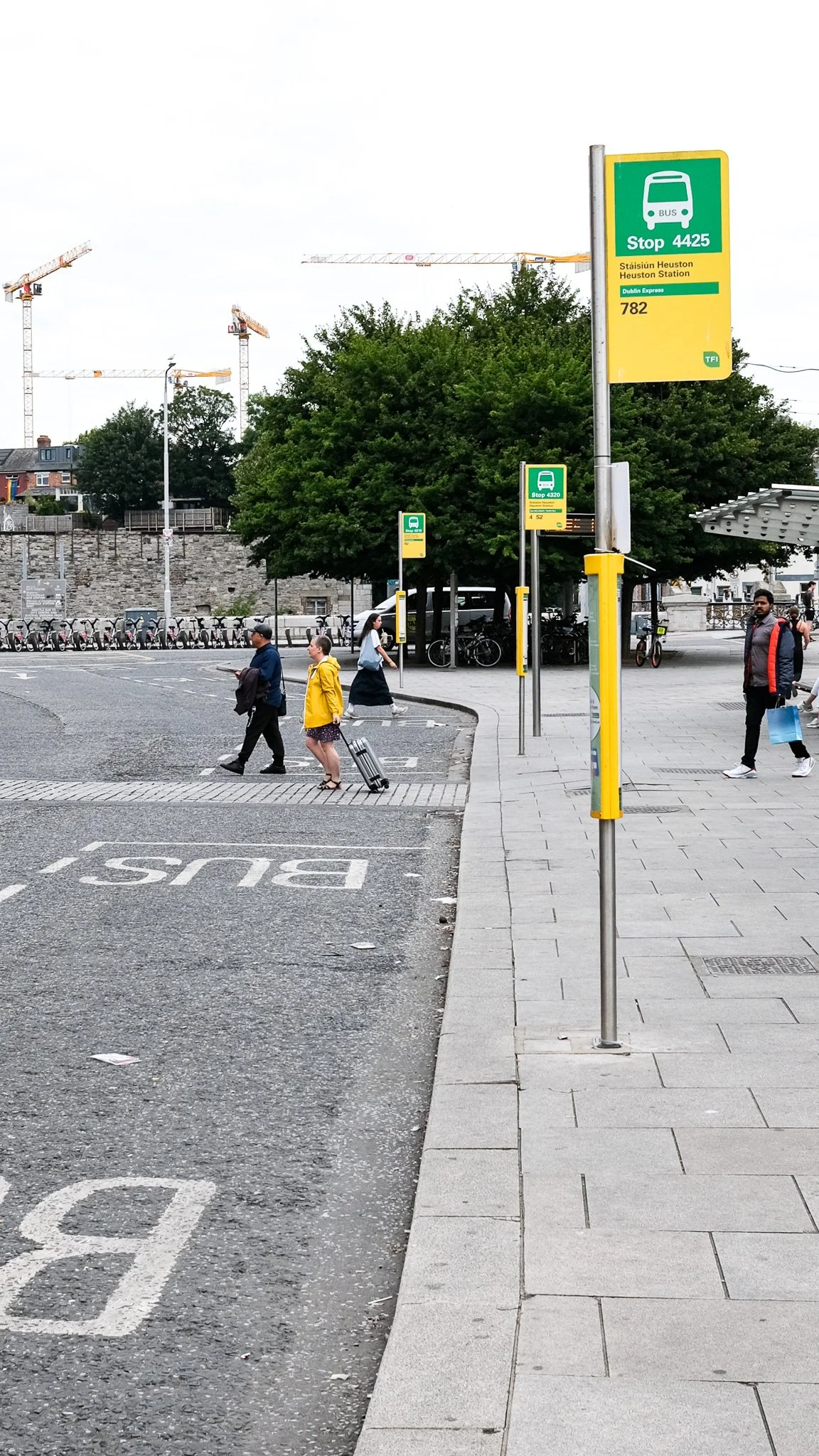 A bus stop at Heuston Station. Dublin, Ireland.