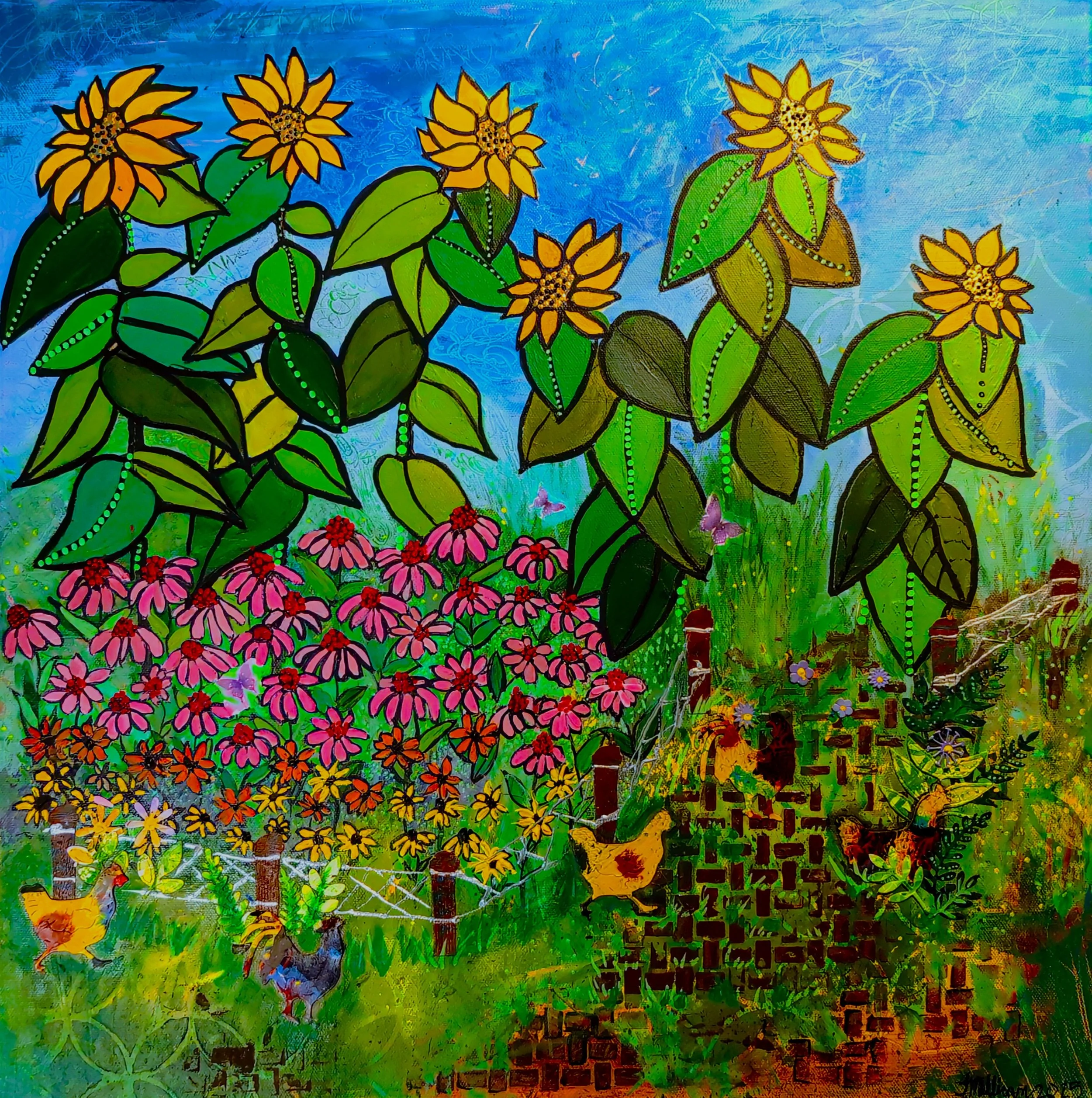 Sunflowers on Parade Acrylic Painting
