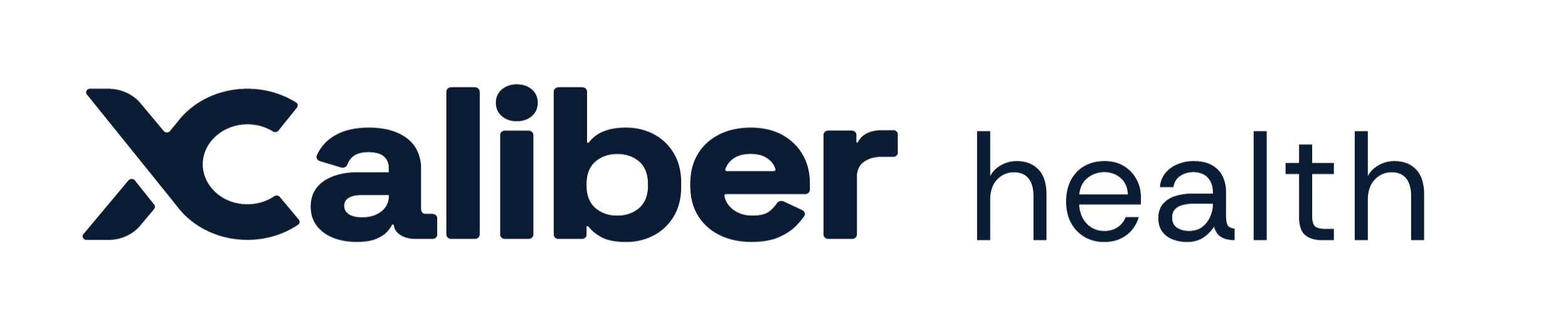 Caliber Health logo with stylized 'X' in 'Caliber'