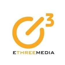 Logo of E3 Media featuring an orange speedometer icon with a cube at its center, and the text 'E3 Media' below.