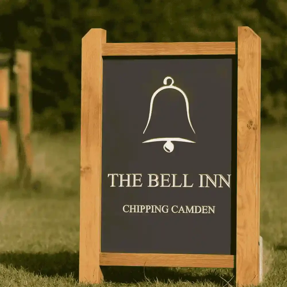 Oak Post and Stone Business Sign