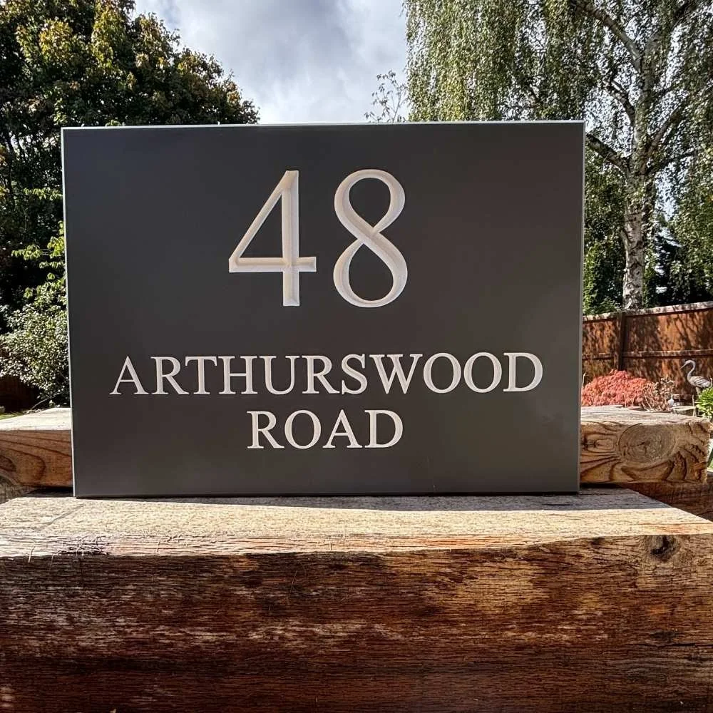Rectangle Engraved Stone House Sign – rectangular, stone, engraved lettering