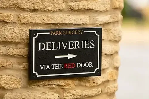 Directional Rectangle Engraved Stone Sign