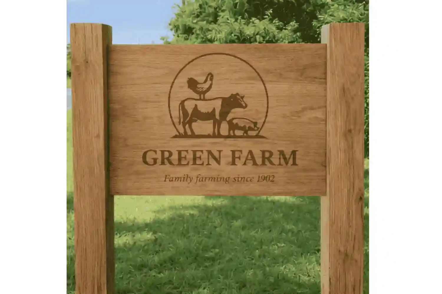 Large Oak Farm Sign with Logo