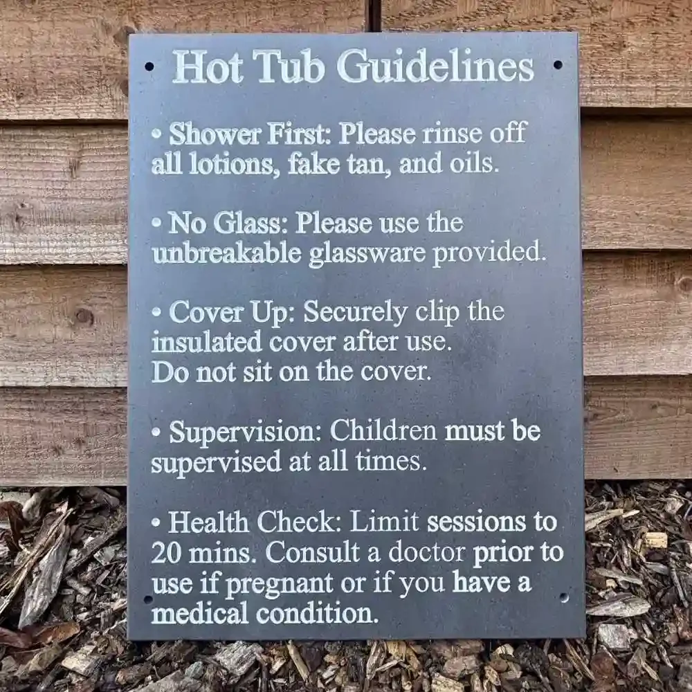 Vertical Engraved Stone Sign - Spa & Hot Tub