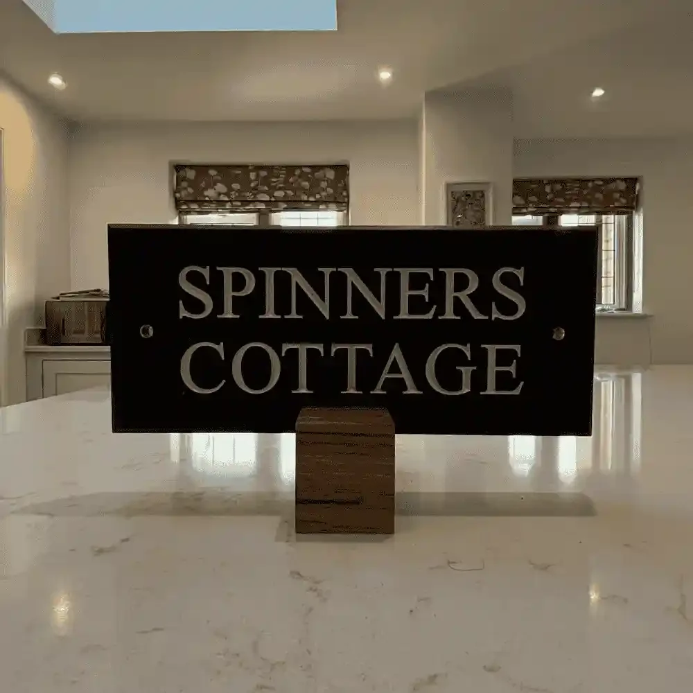 Small Horizontal Engraved Stone House Sign - Spinners Cottage.webp