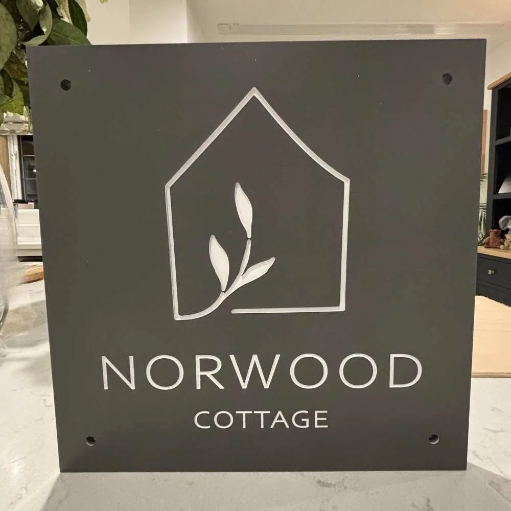Business Square Stone Engraved Sign with logo