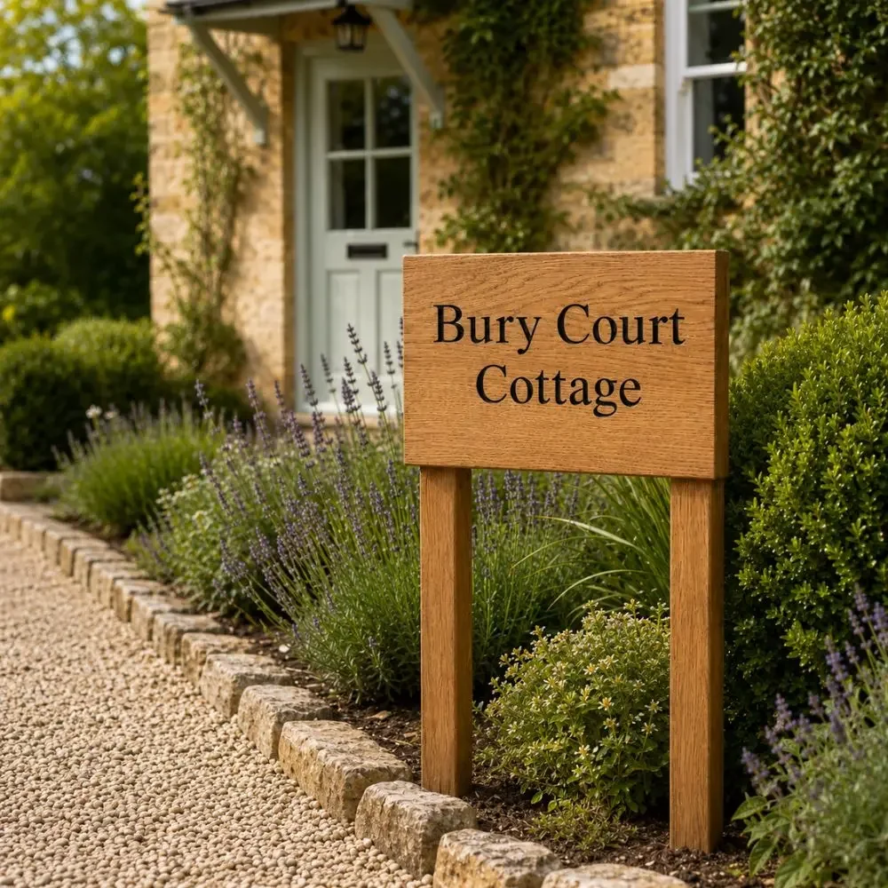 Wooden Rectangle Sign with Posts