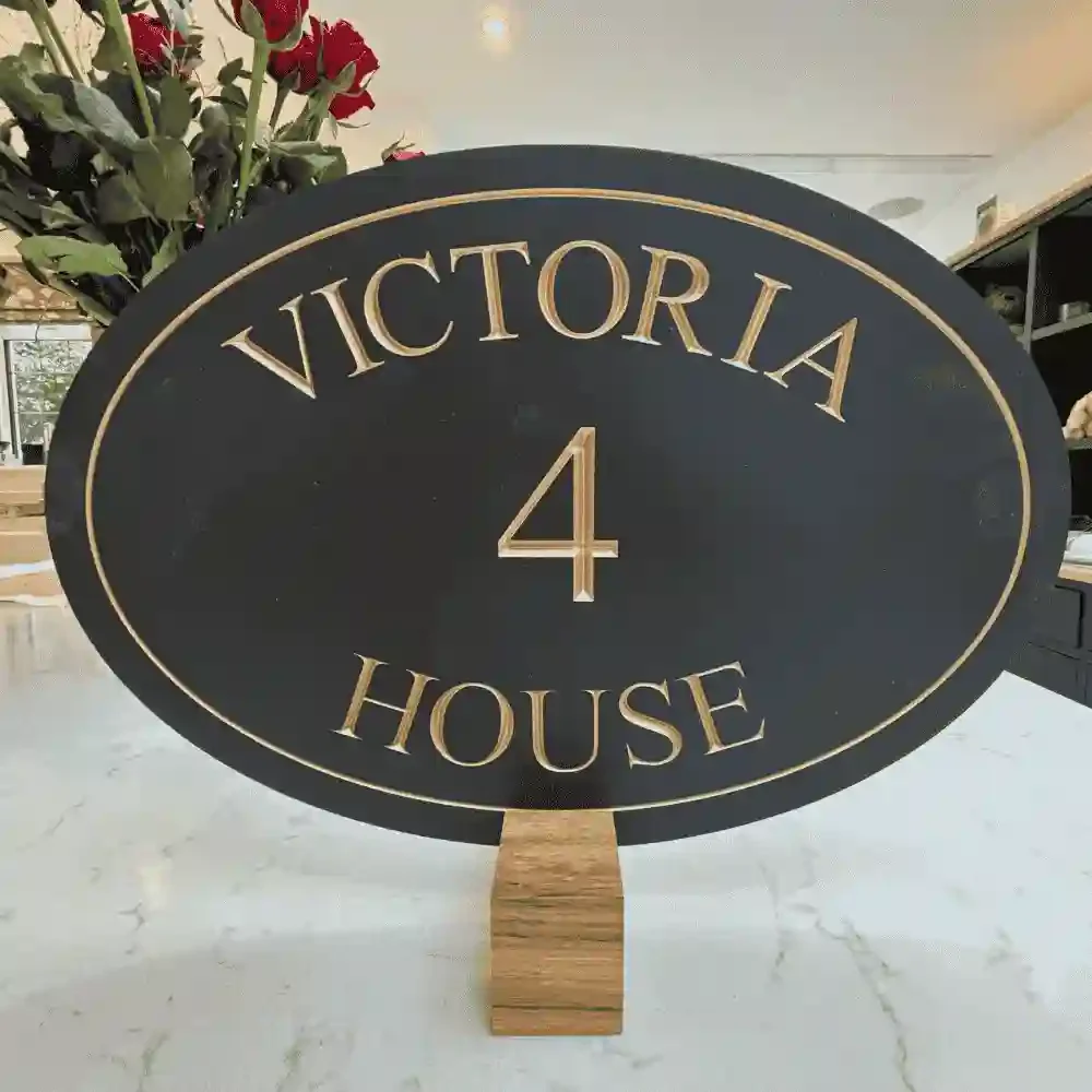 Oval Engraved Stone House Sign