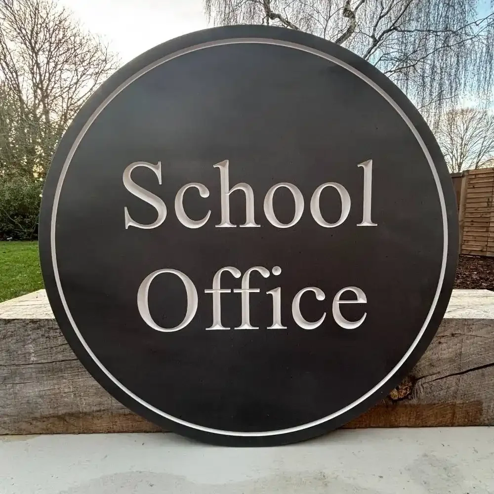 Business Circle Engraved Stone Sign School Office.webp