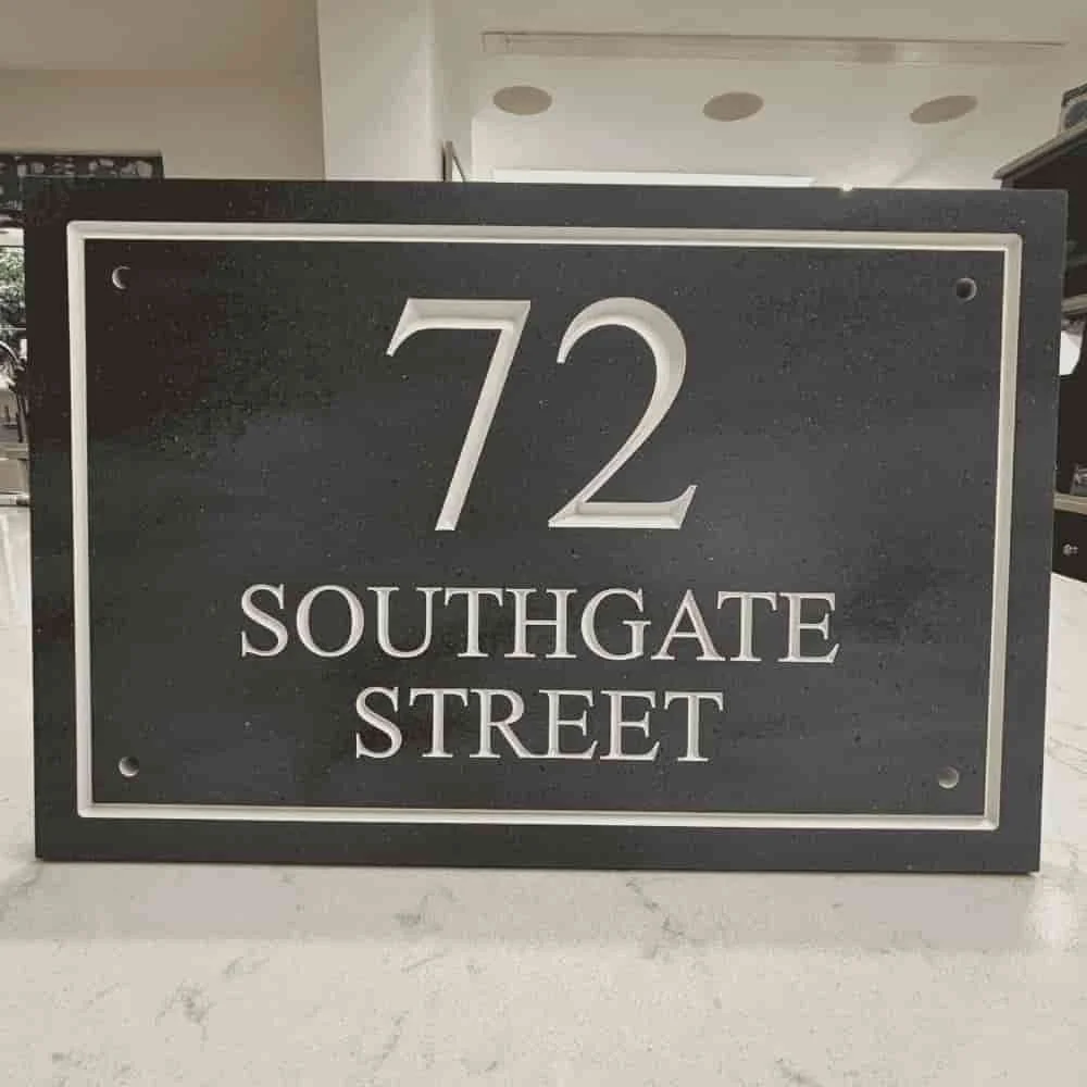 Modern Rectangle Engraved Stone House Sign with engraved border.jpg