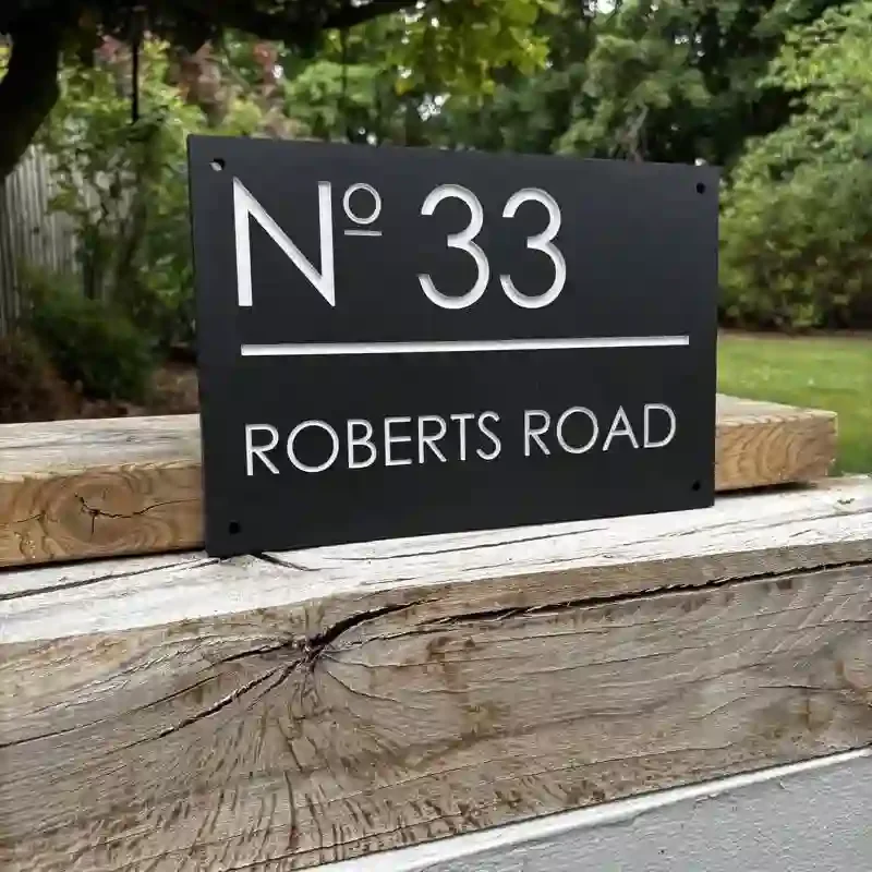 Modern Rectangle Engraved Stone House Sign - No.33.webp