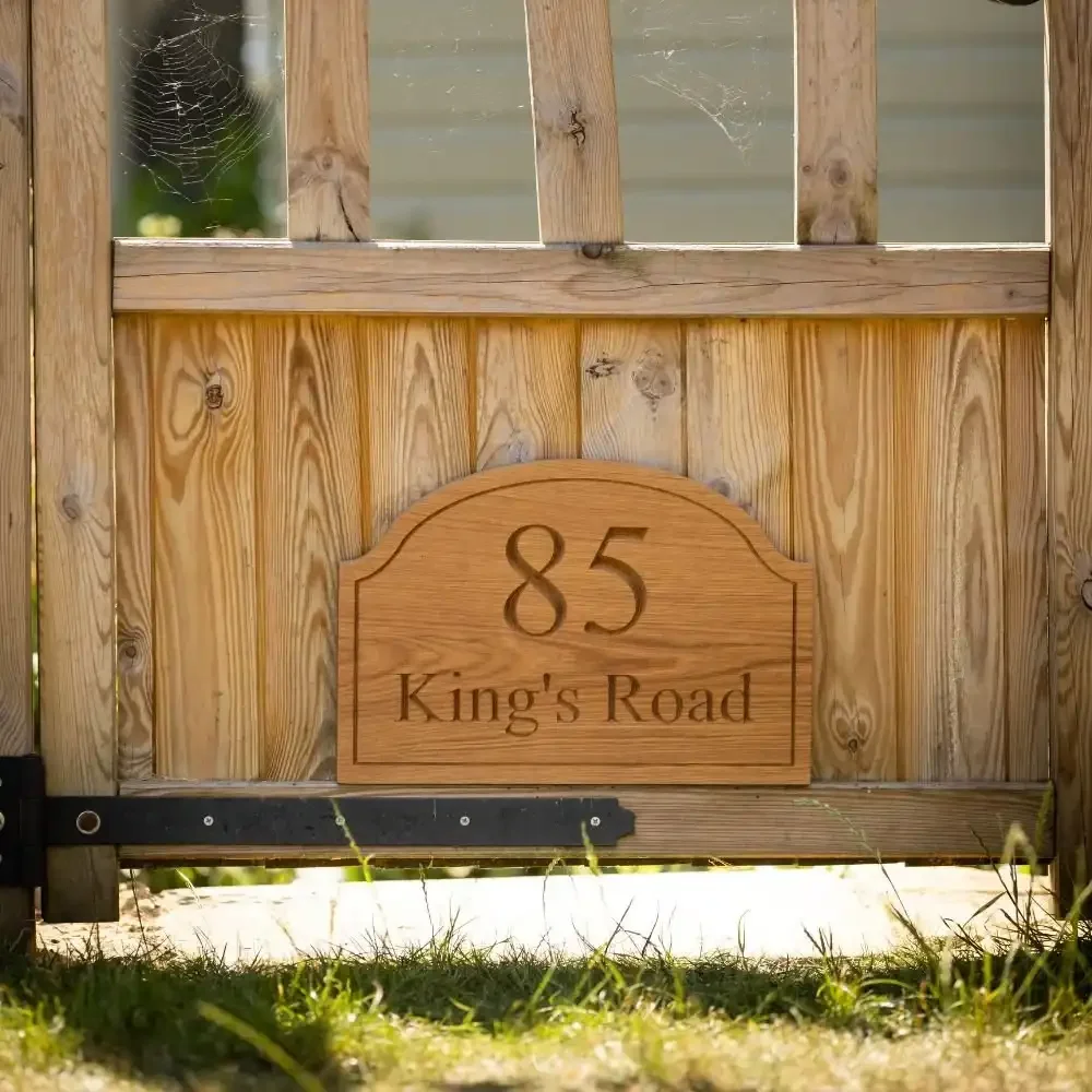 Oak Scalloped Engraved House Sign