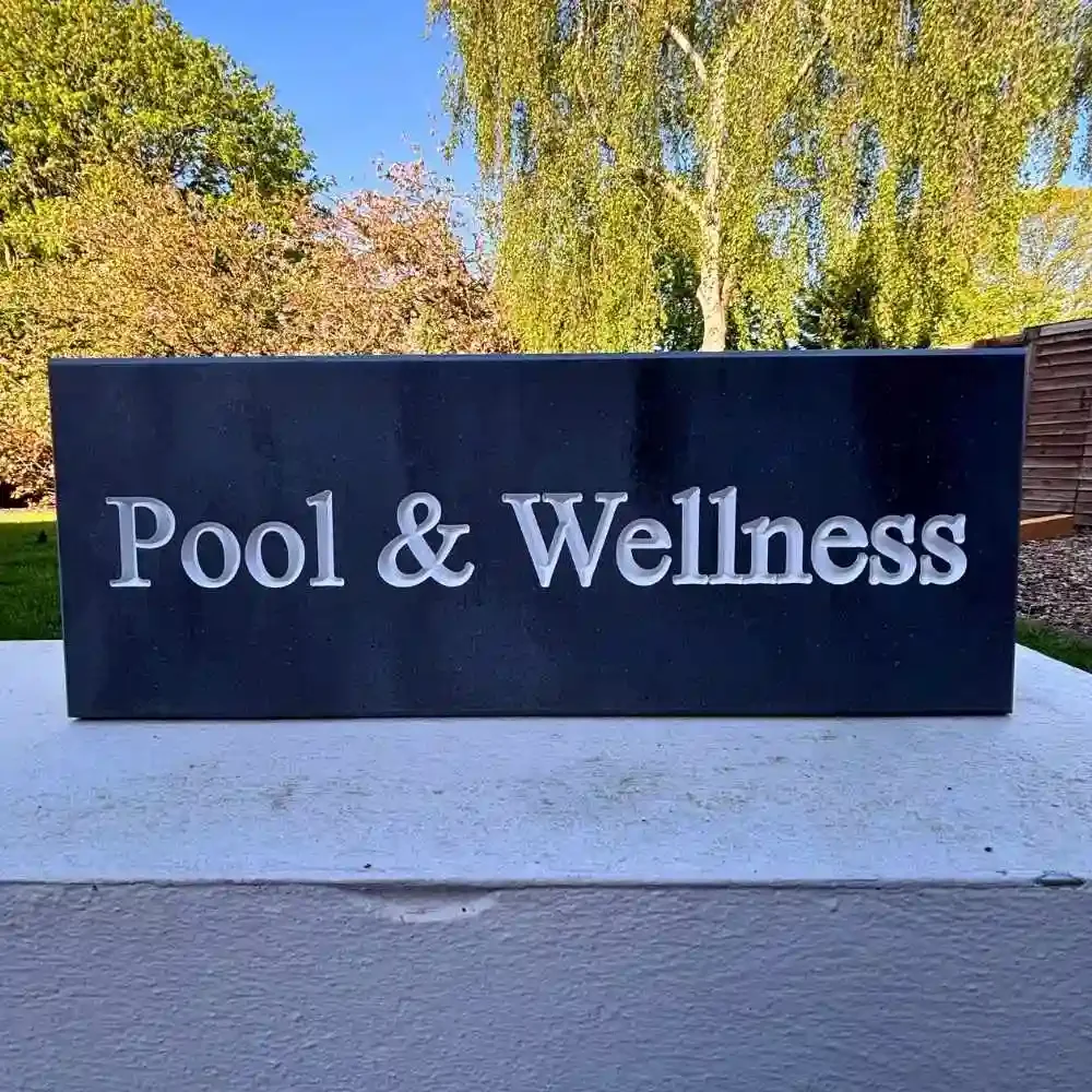 Business Horizontal Engraved Stone Sign - Pool & Wellness
