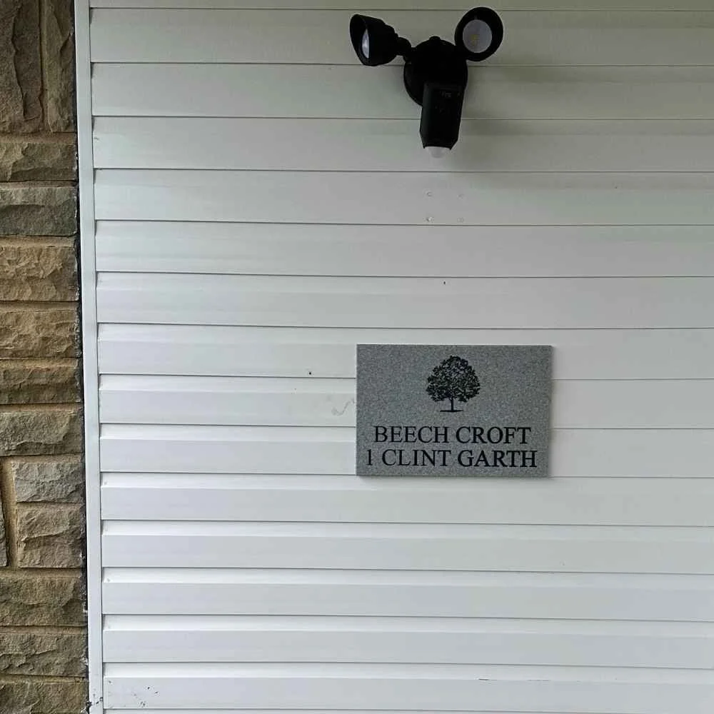 Rectangle Engraved Stone House Sign with Motif - Granite Customer Photo