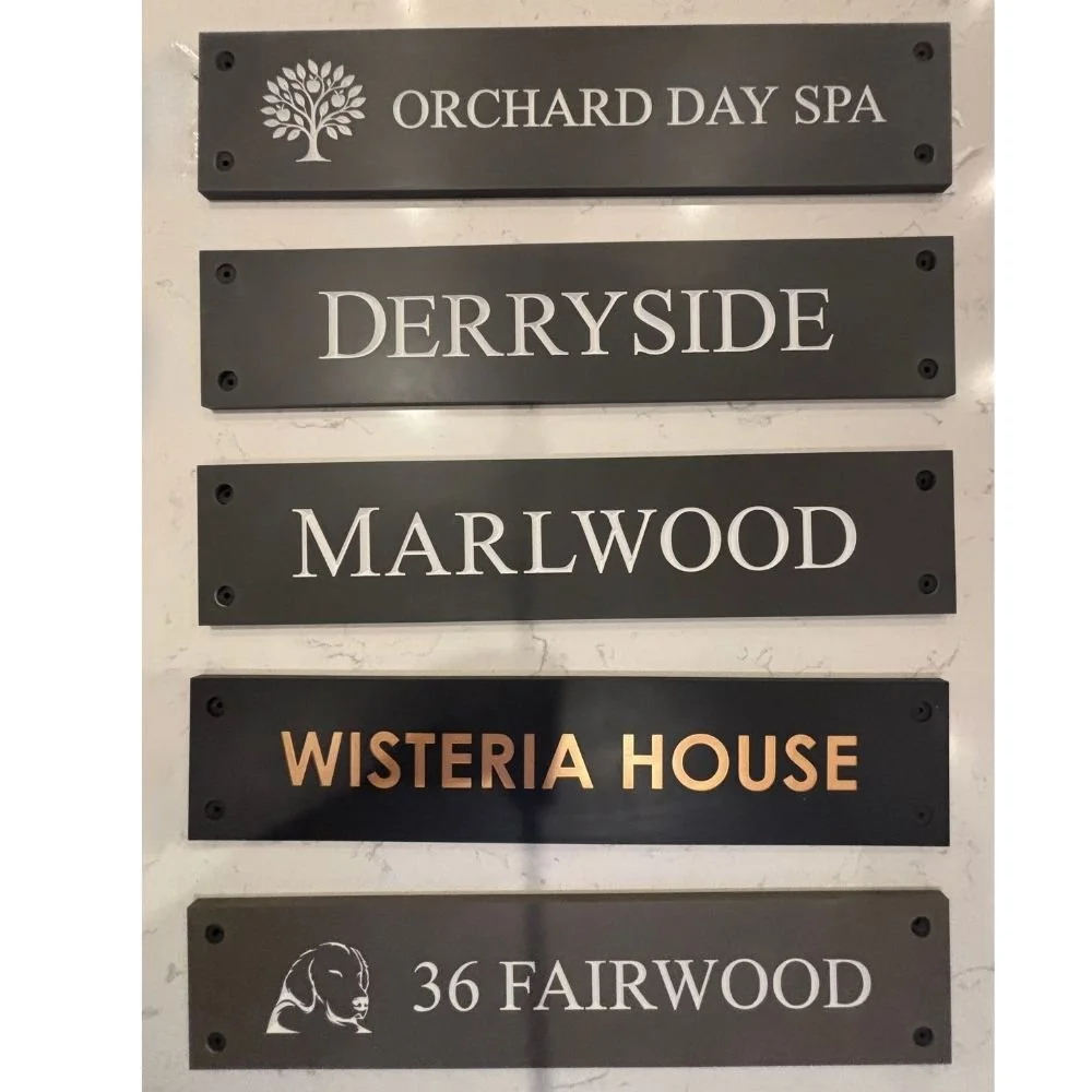 Oak Post & Stone House Sign in various styles