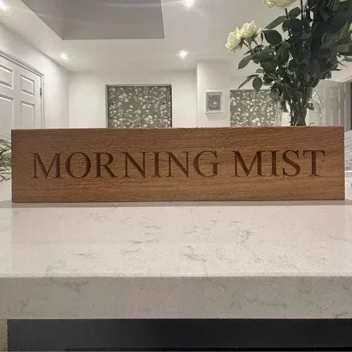 Oak+Horizontal+Engraved+House+Sign+Morning+Mist