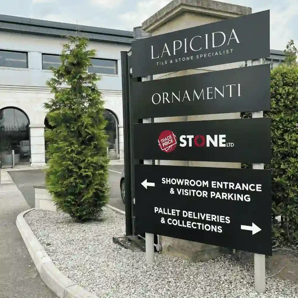 Aluminium Post and Panel Estate Directory Sign - Lapicida Tile & Stone.webp