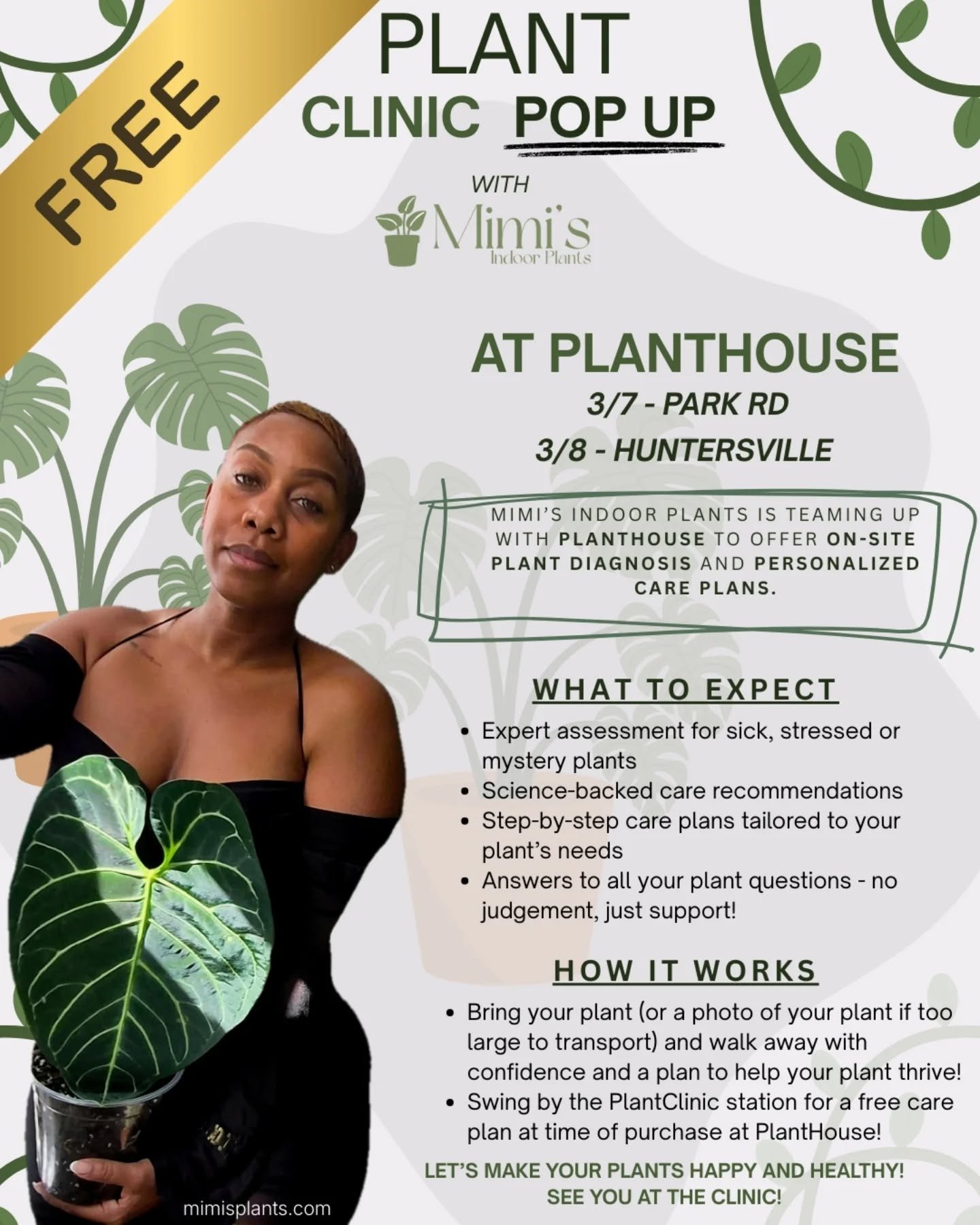 Charlotte PlantFolk! 📍🌱

Your resident plant doctor will be at @planthouseclt Park Rd and Hunsterville with FREE care plans for your NEW and CHALLENGED plants!

Stop by our station and leave with a FREE care plan. That's it!!!

We hope to see you t