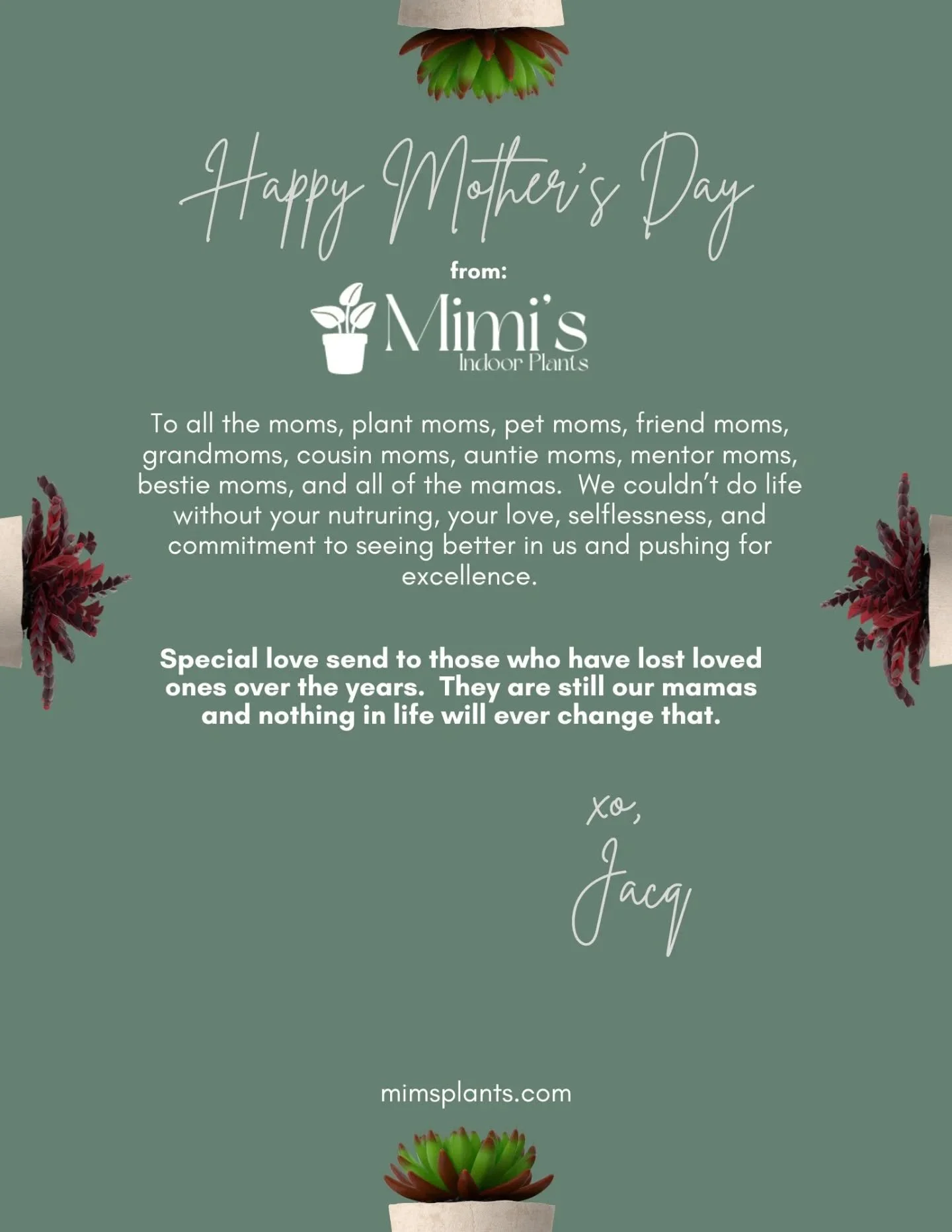 To ALL the mamas past, present and future 🌱💚

Your life and love  is ESSENTIAL to life itself.

Happy Mother's Day ✨️