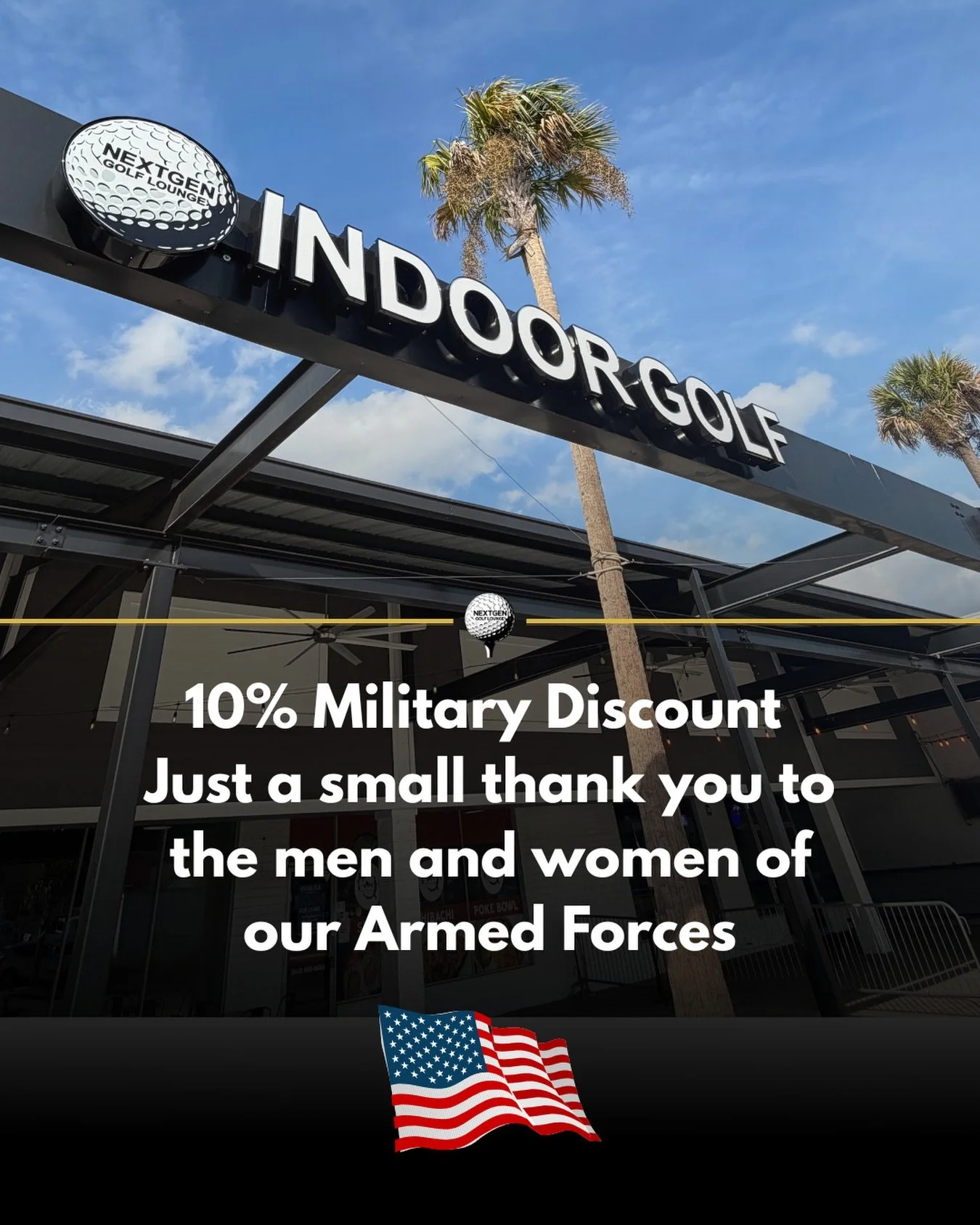 Proud to give back to those who serve 🇺🇸⛳️
At NextGen Golf, we&rsquo;re honored to offer a military discount as a small thank-you to the men and women who have given so much for our country.
Active duty, veterans, and their families&mdash;this one&