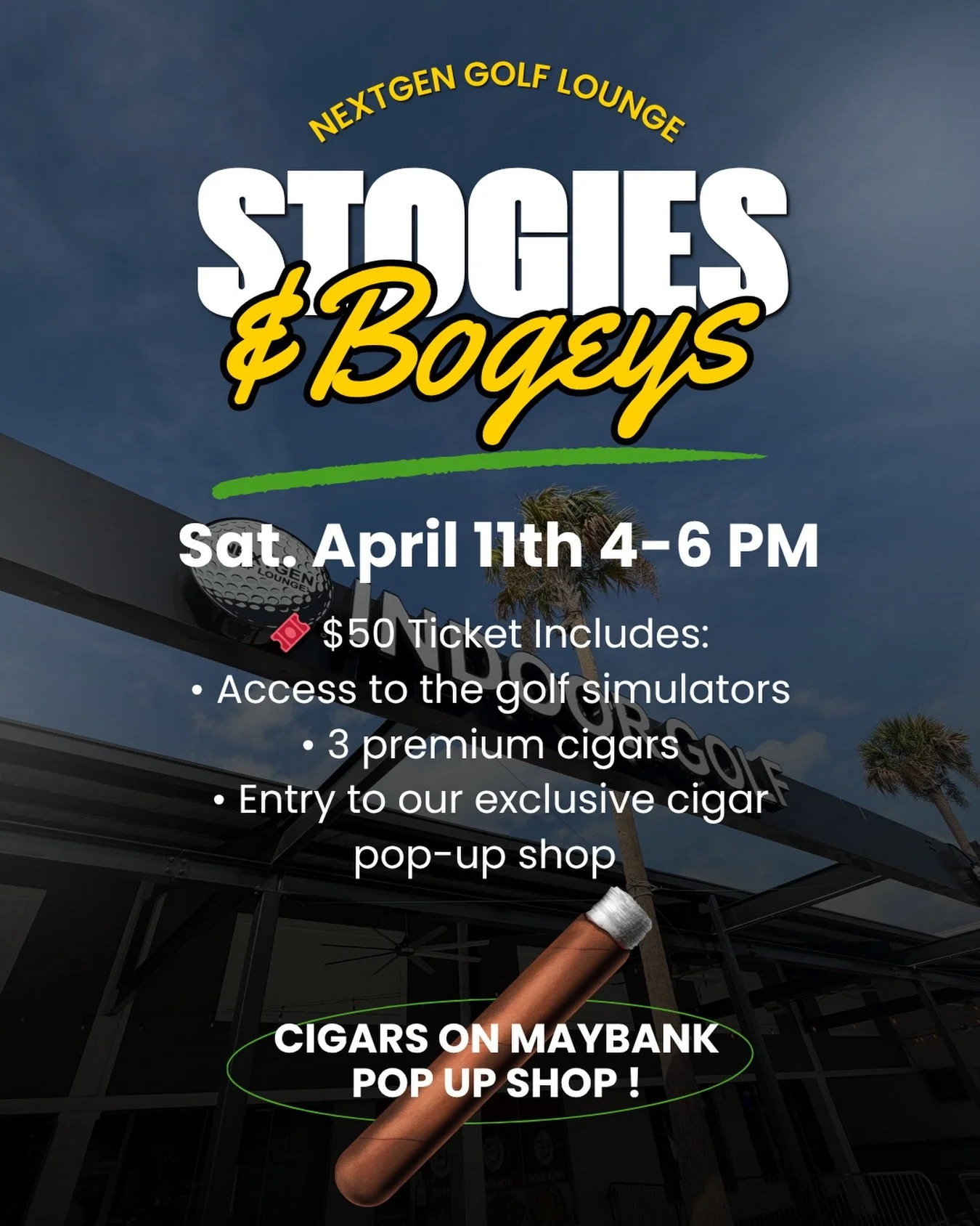 Join us for an afternoon of great cigars and golf. We will also be having competitions and raffles awesome prizes! To purchase tickets visit our website or message here to save your spot! #golfcharleston #cigarscharleston #cigarsonmaybank