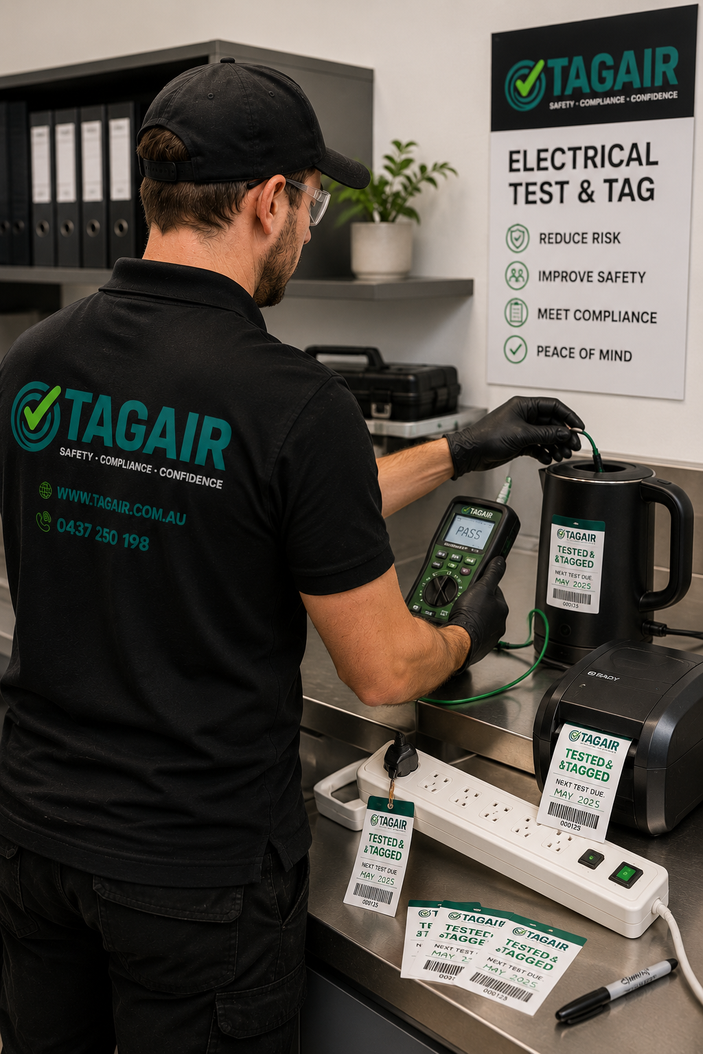 Test and tag electrical compliance service in Merimbula, Bega, Eden and the Sapphire Coast NSW for workplaces, offices, clubs and hospitality venues