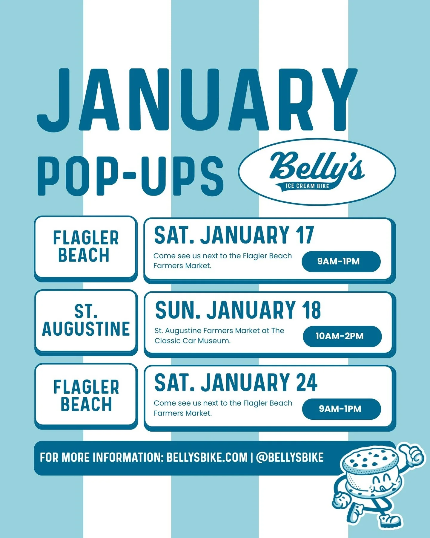 Belly&rsquo;s is back this week in both Flagler Beach and St. Augustine. 🥳 We look forward to seeing you all!