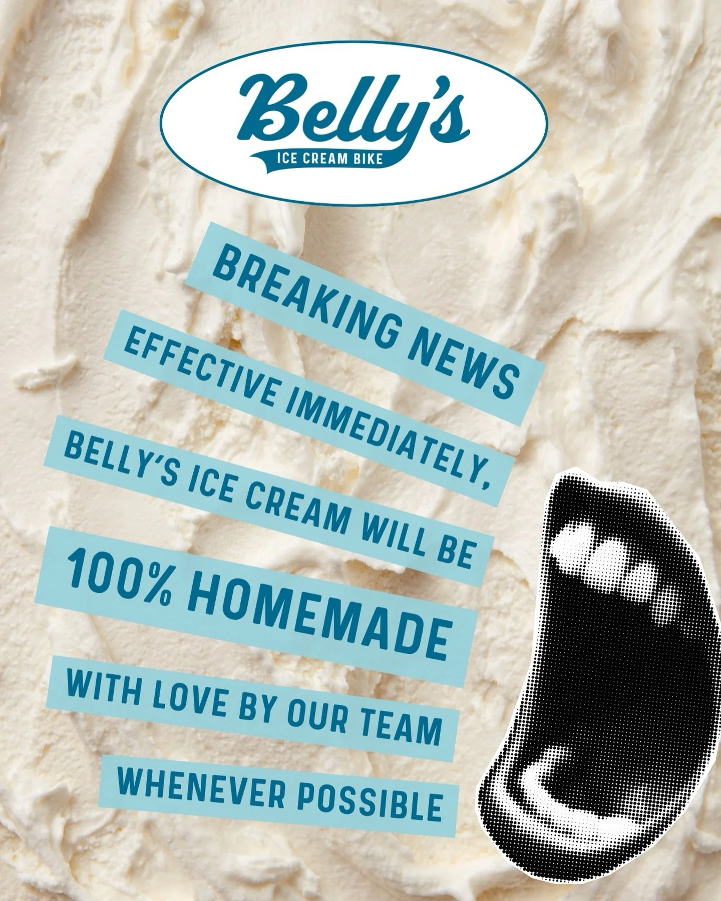 A BIG Belly&rsquo;s update 🤍

During our recent break, we&rsquo;ve been working hard behind the scenes testing, tasting, tweaking and we&rsquo;re excited to share that homemade ice cream will be a reality at the Belly&rsquo;s bike whenever possible 